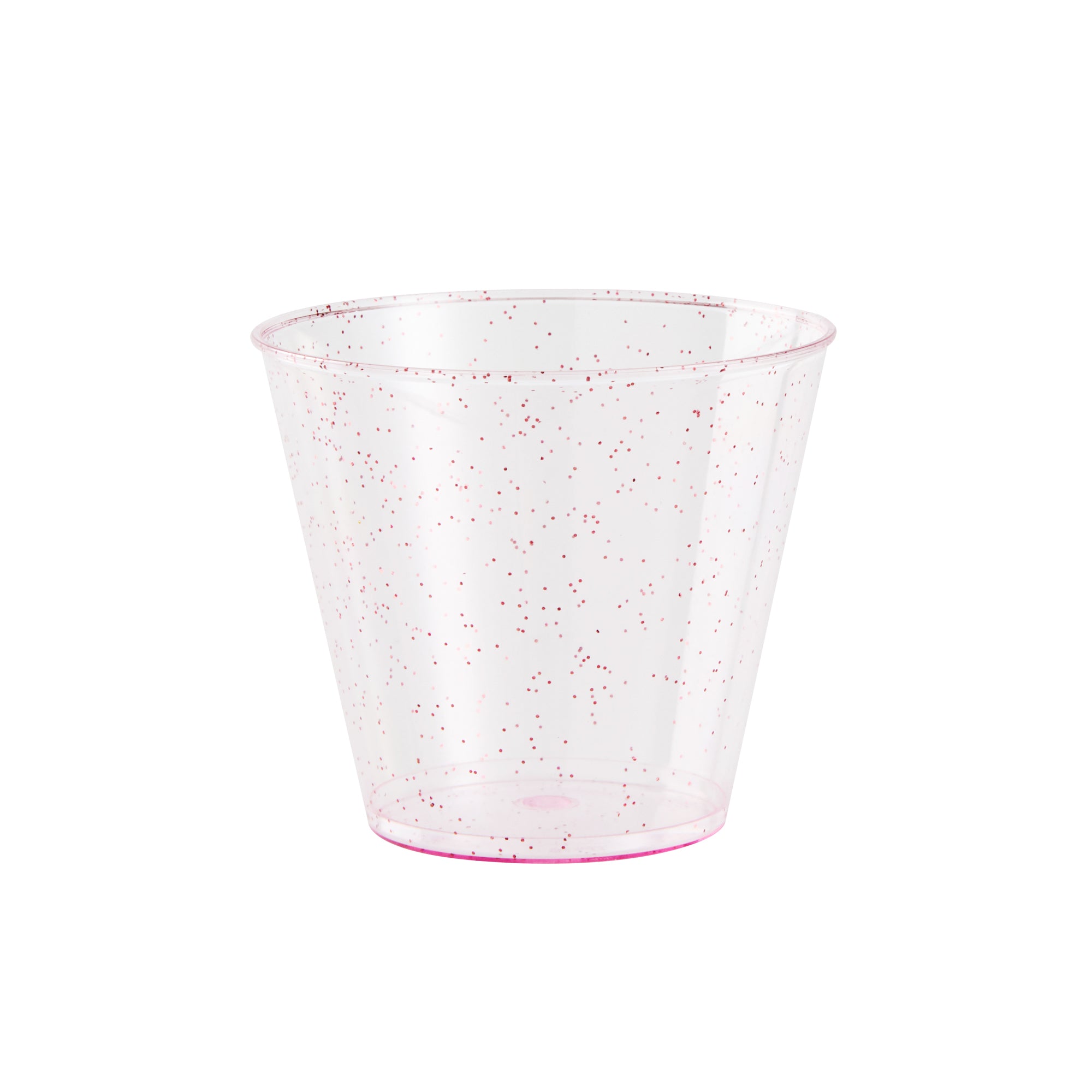Chef 101 5 oz Pink Glitter Plastic Tumbler - 2 3/4" x 2 3/4" x 2 1/4" - 500 count box