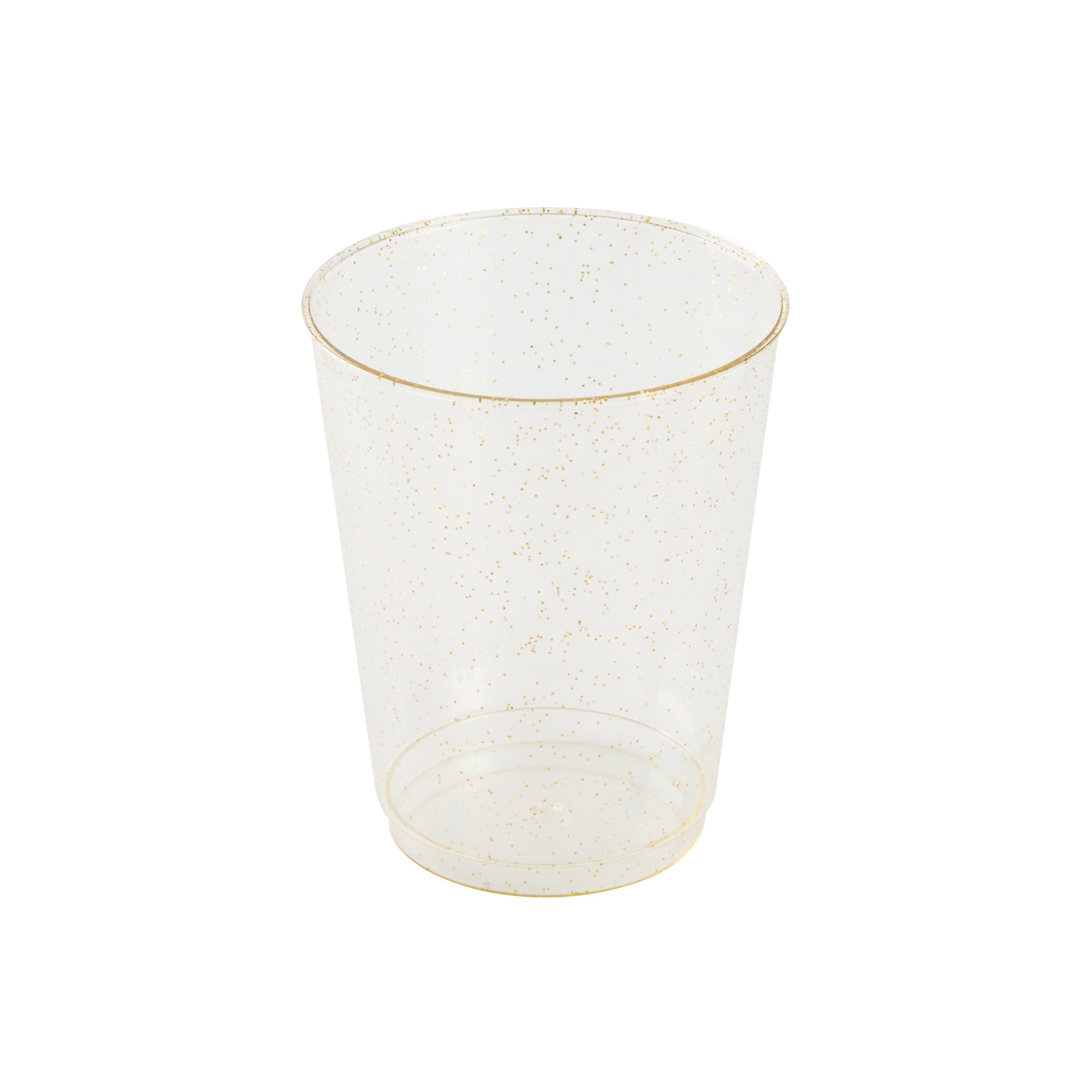 Chef 101 10 oz Gold Glitter Plastic Tumbler - 3" x 3" x 3 3/4" - 20 count box