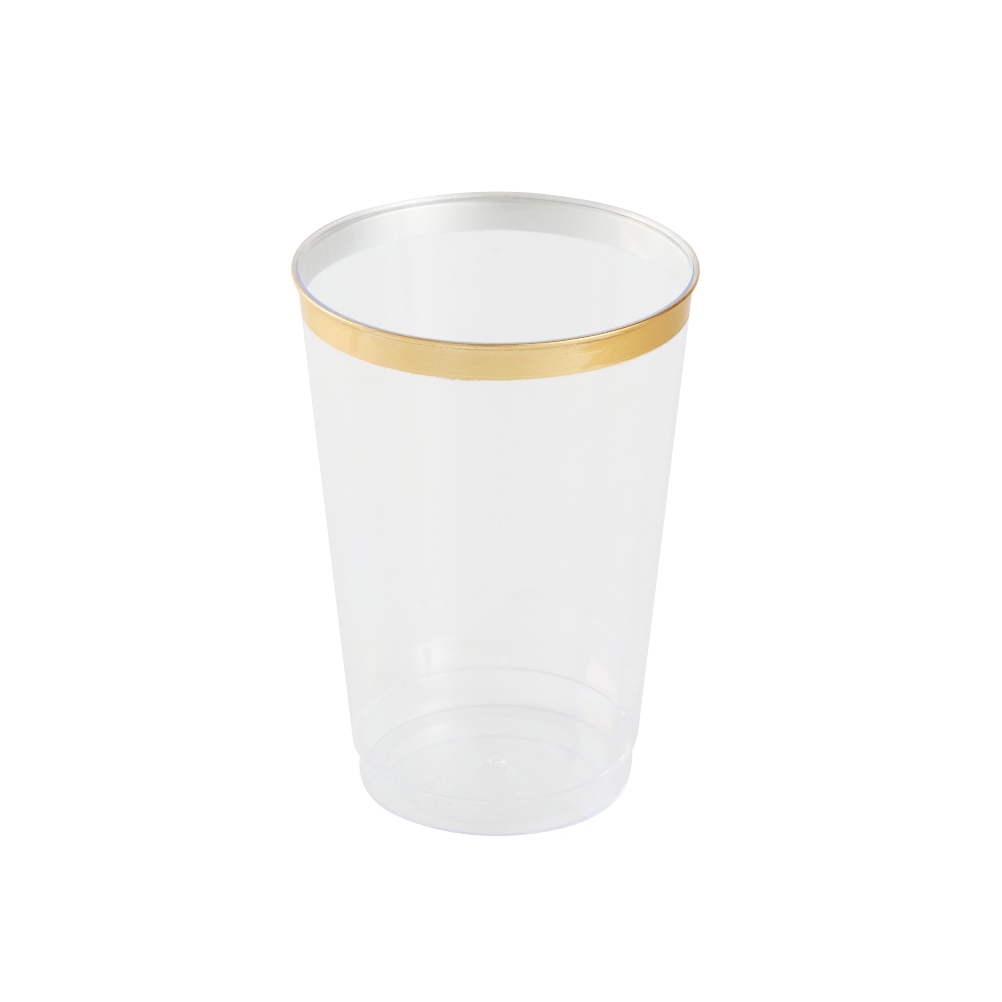 Chef 101 12 oz Clear Plastic Tumbler - with Gold Rim - 3" x 3" x 4 1/4" - 20 count box