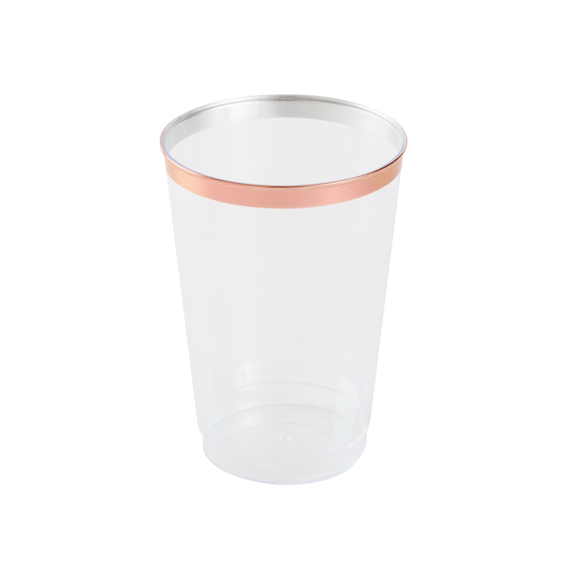 Chef 101 12 oz Clear Plastic Tumbler - with Rose Gold Rim - 3" x 3" x 4 1/4" - 500 count box