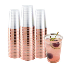 Chef 101 12 oz Clear Plastic Tumbler - with Rose Gold Rim - 3