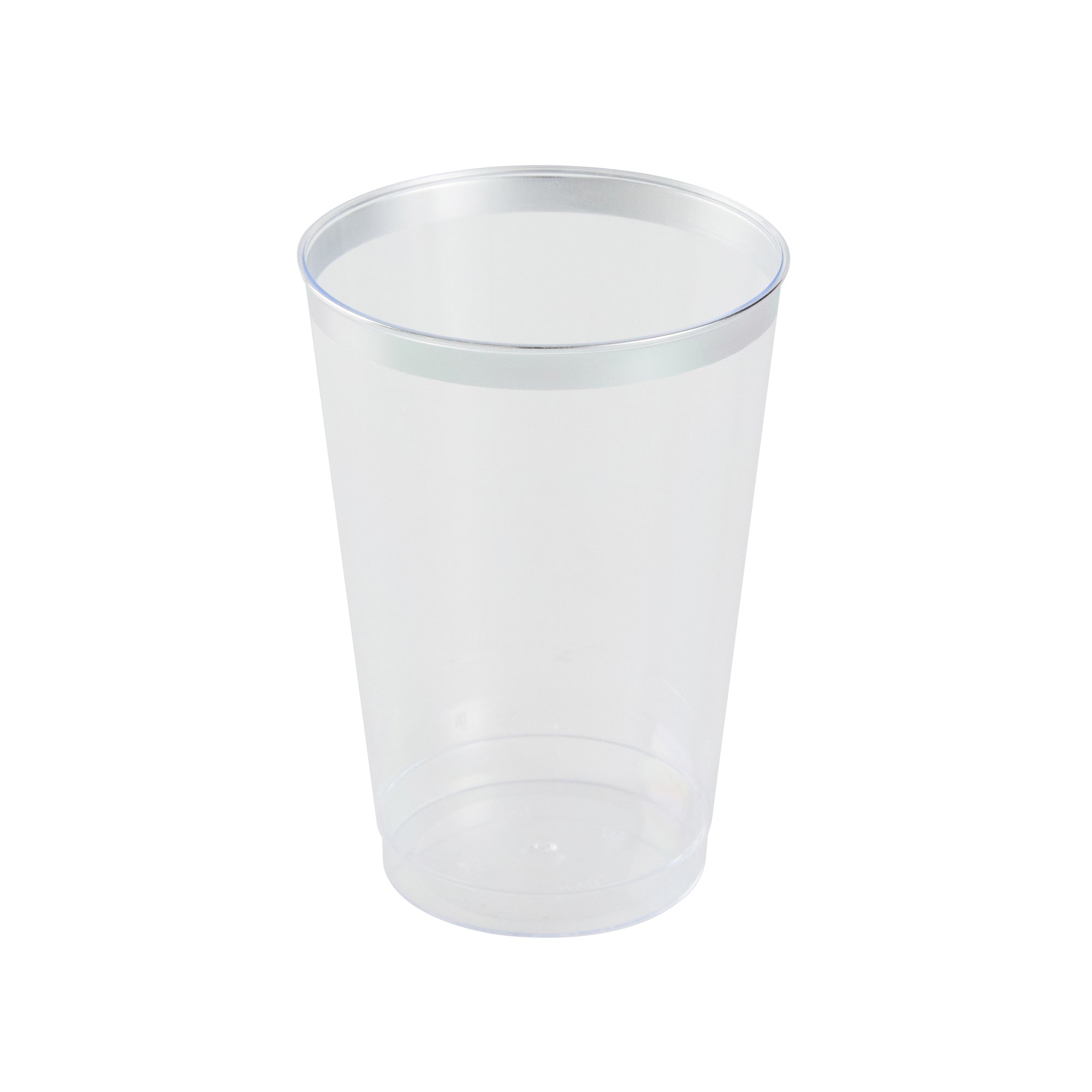 Chef 101 12 oz Clear Plastic Tumbler - with Silver Rim - 3" x 3" x 4 1/4" - 20 count box