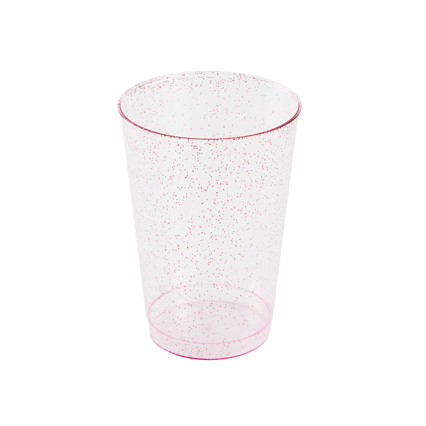 Chef 101 12 oz Pink Glitter Plastic Tumbler - 3" x 3" x 4 1/4" - 500 count box