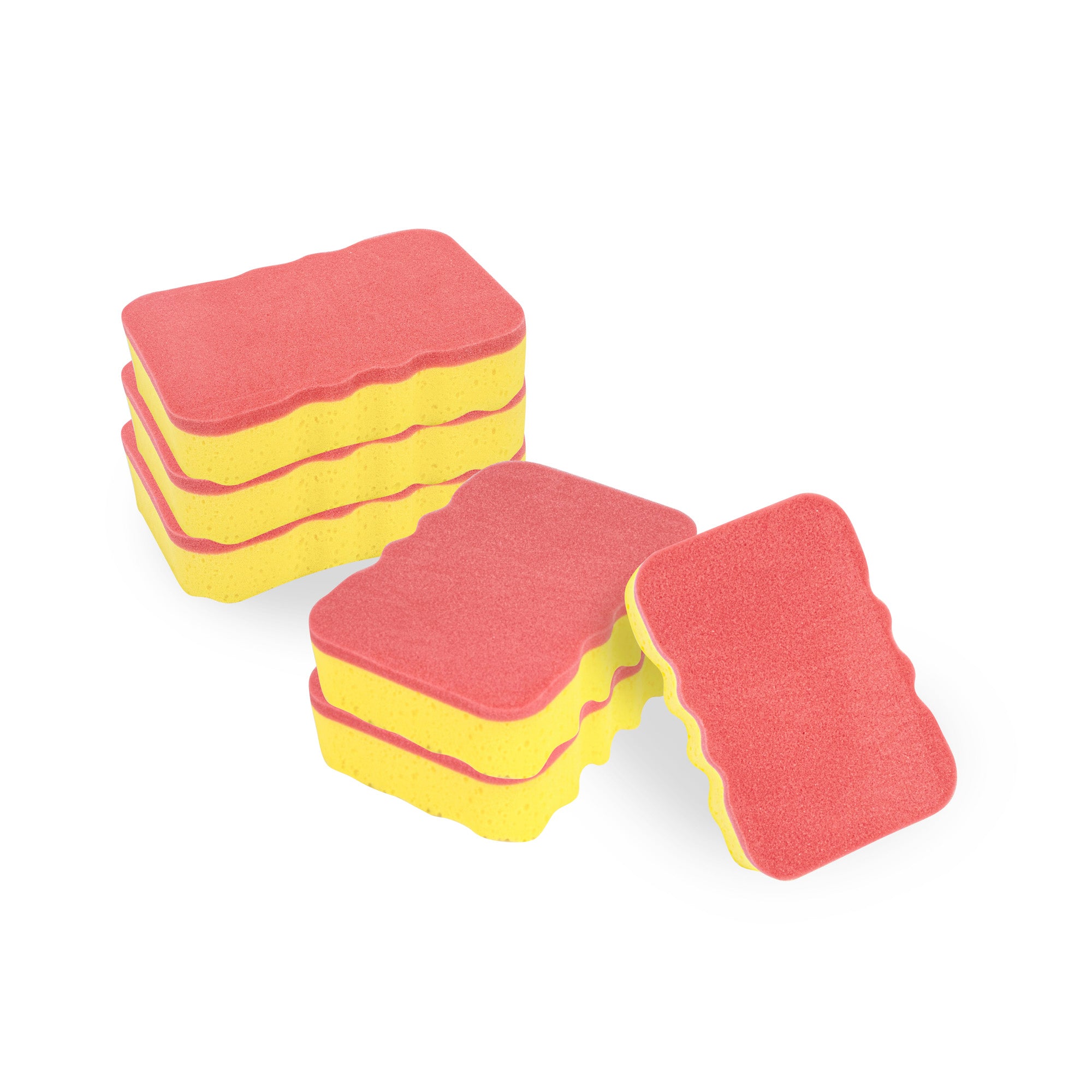 Clean Tek Professional Jumbo Yellow Grip Sponge / Red Scouring Pad Combo - 7 1/2" x 5" x 2" - 100 count box