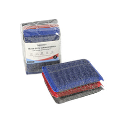 Clean Tek Professional Heavy-Duty Multi-Purpose Assorted Iron Scrub Sponge - Gray, Red, and Blue - 5