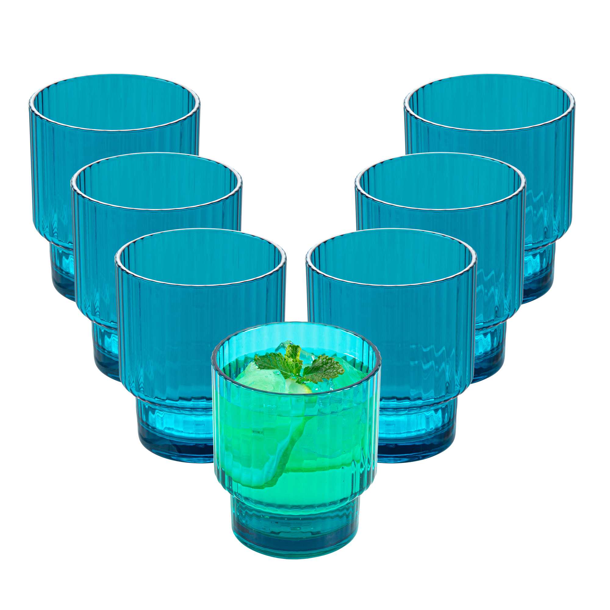 Bev Tek 11 oz Blue SAN Plastic Tumbler - Stackable - 6 count box