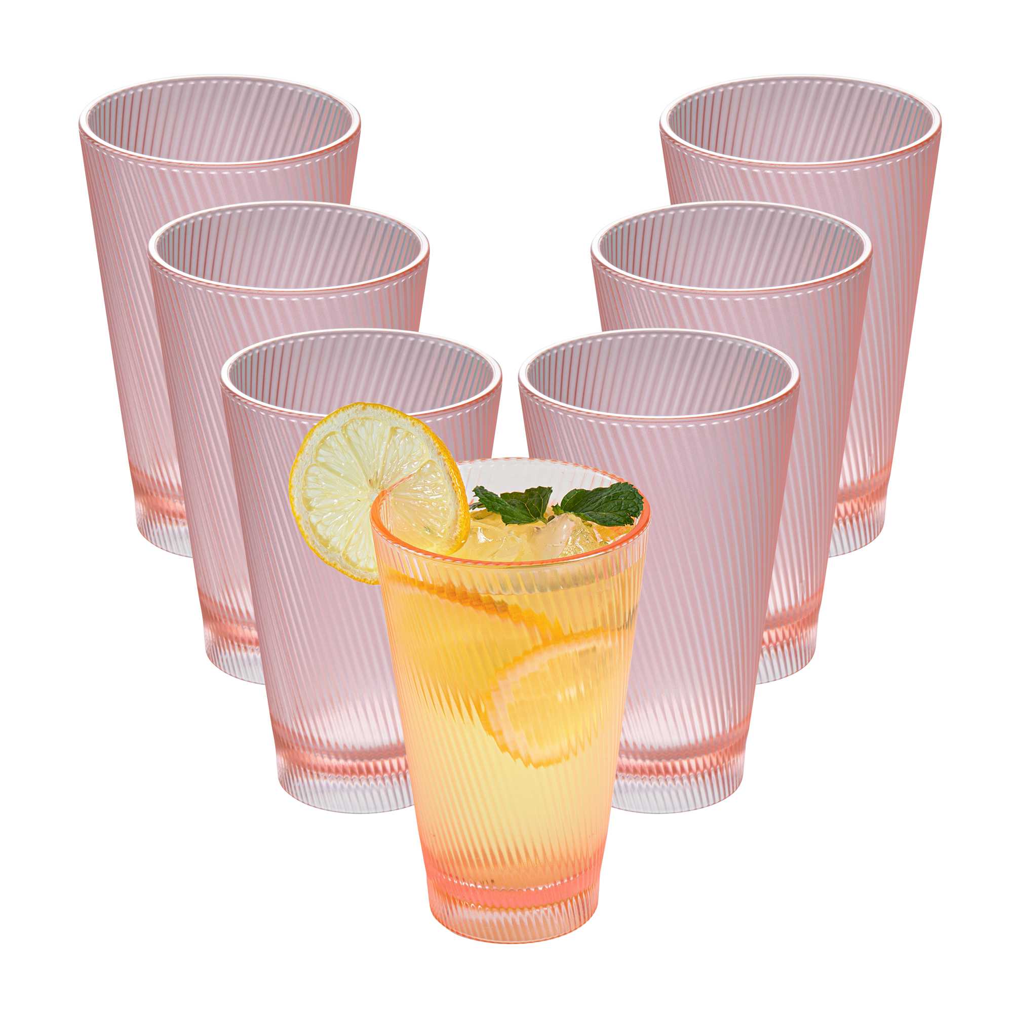 Bev Tek 14 oz Pink SAN Plastic Tumbler - 6 count box