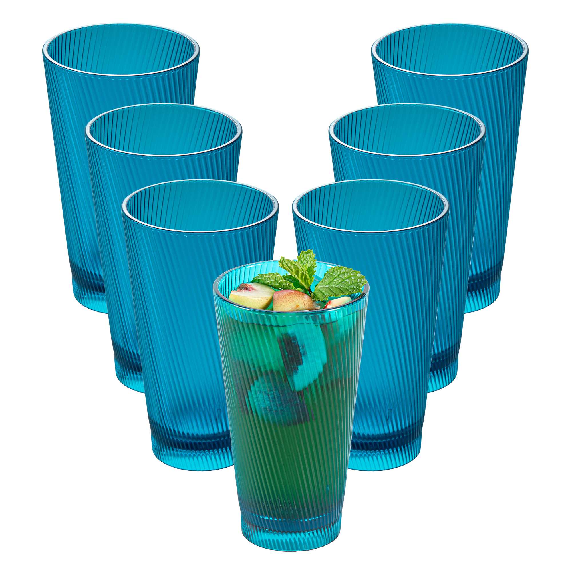 Bev Tek 16 oz Blue SAN Plastic Tumbler - 6 count box