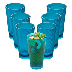 Bev Tek 16 oz Blue SAN Plastic Tumbler - 6 count box