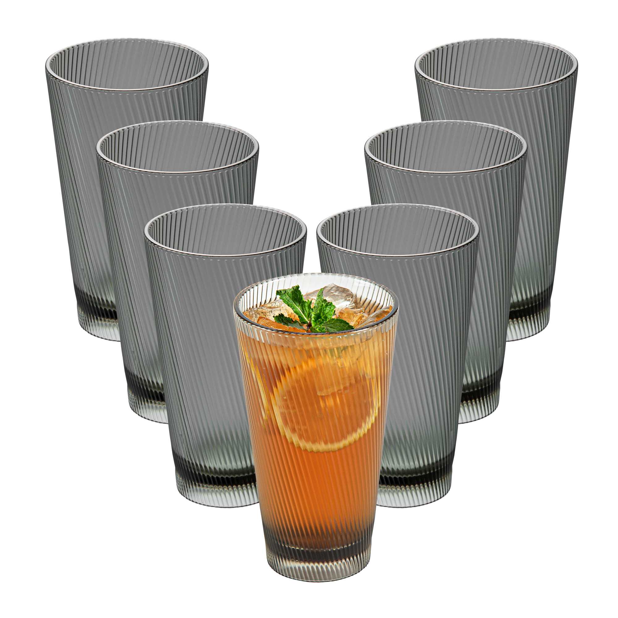 Bev Tek 16 oz Gray SAN Plastic Tumbler - 6 count box