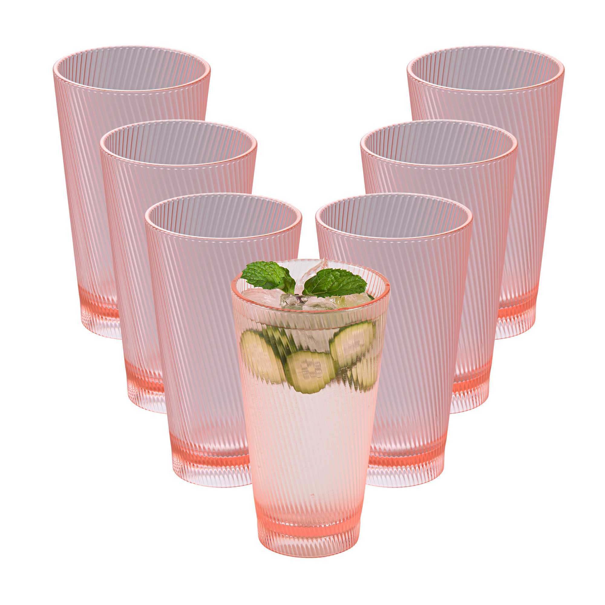 Bev Tek 16 oz Pink SAN Plastic Tumbler - 6 count box