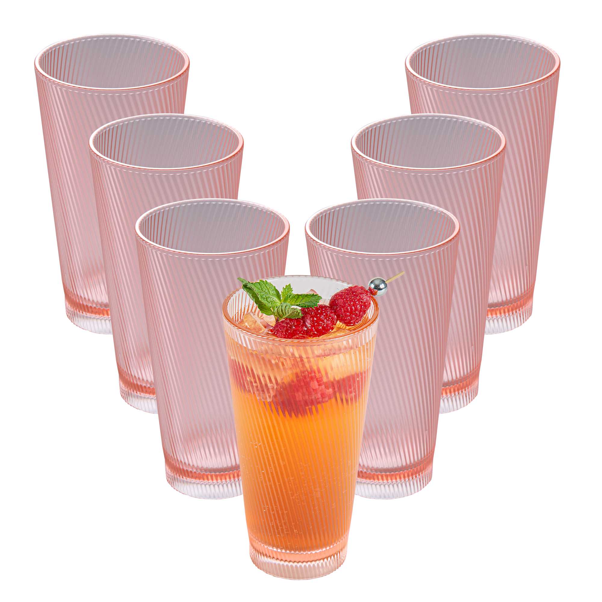 Bev Tek 20 oz Pink SAN Plastic Tumbler - 6 count box