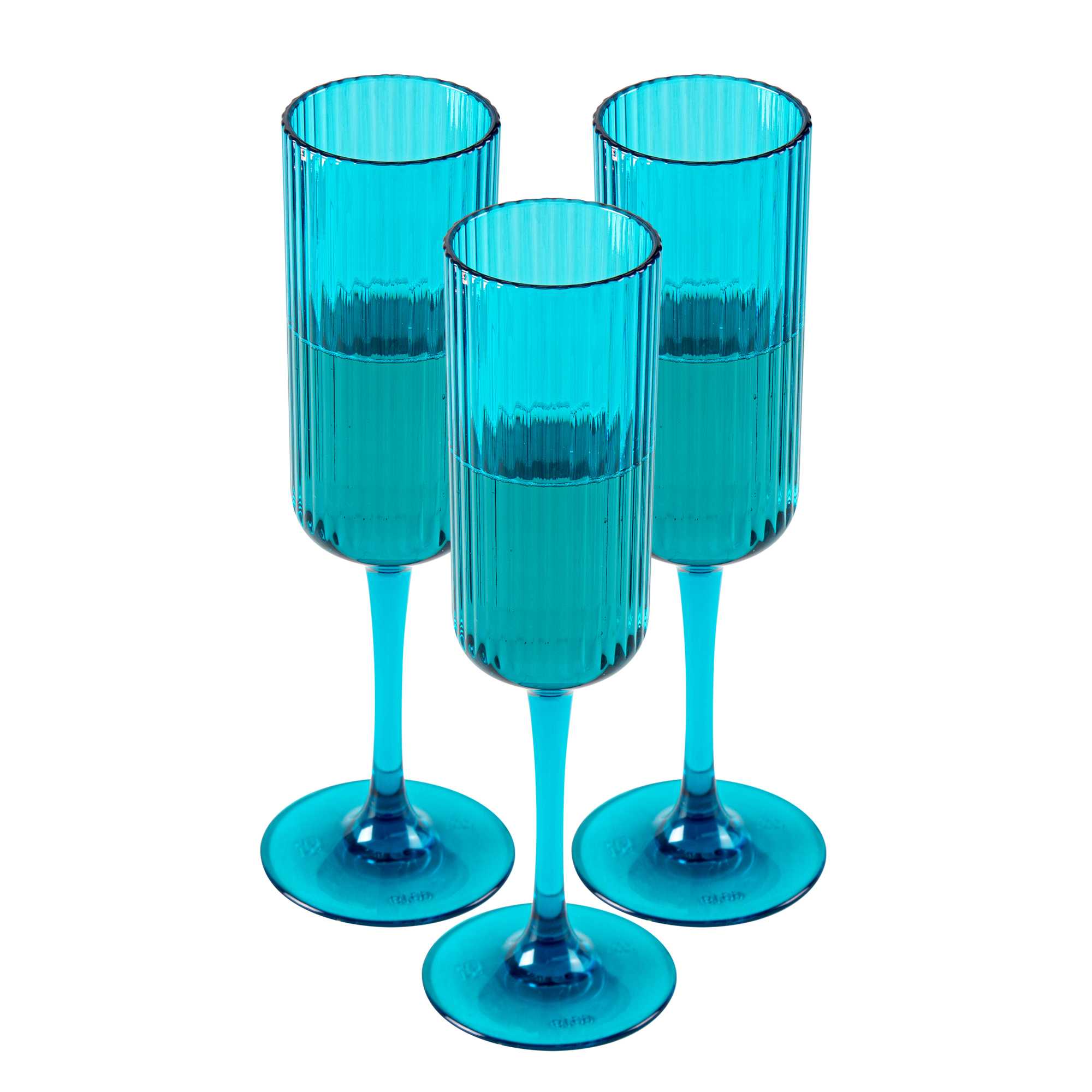 Bev Tek 6 oz Blue SAN Plastic Champagne Flute - 48 count box