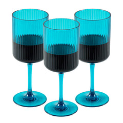 Bev Tek 12 oz Blue SAN Plastic Wine Glass - 6 count box