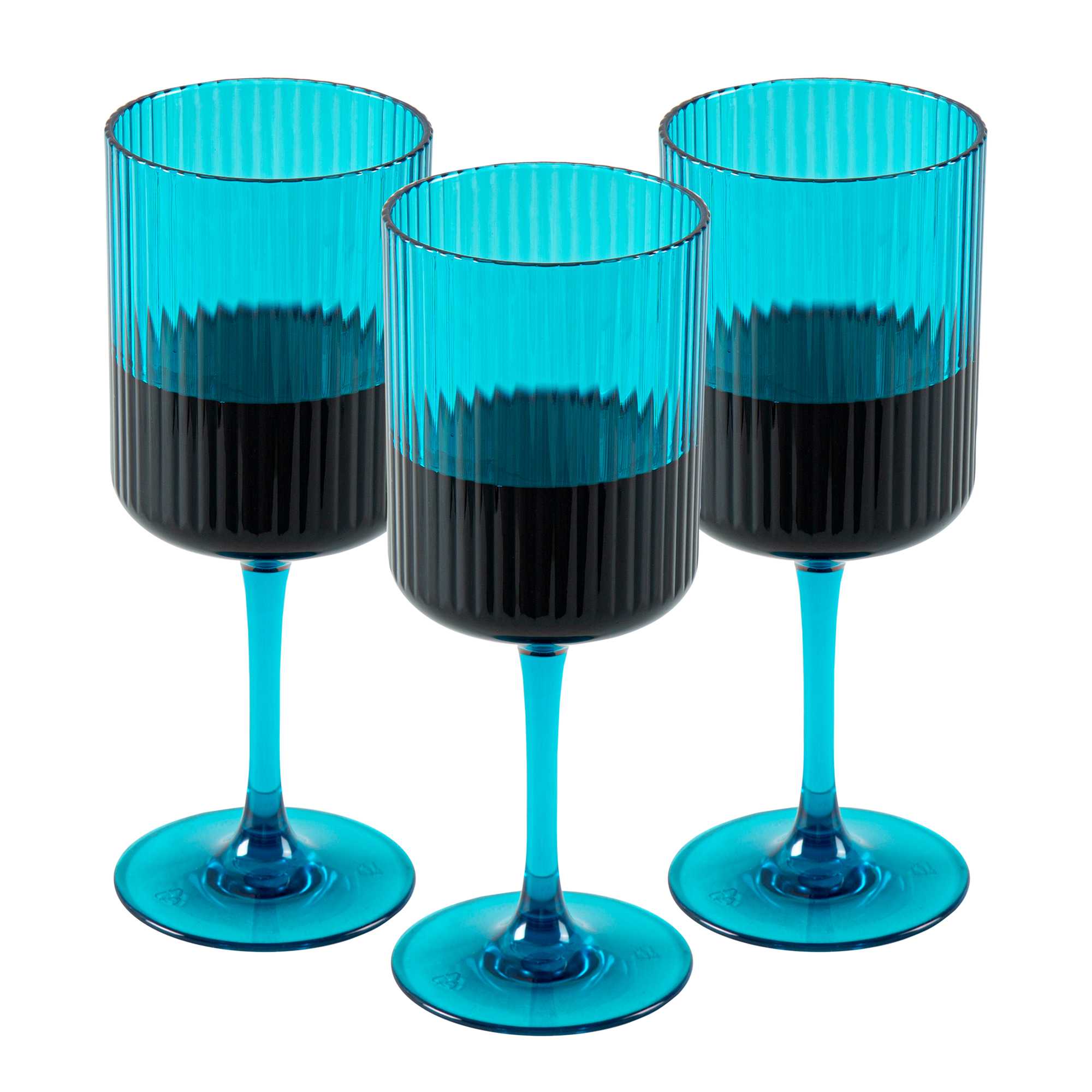 Bev Tek 12 oz Blue SAN Plastic Wine Glass - 48 count box