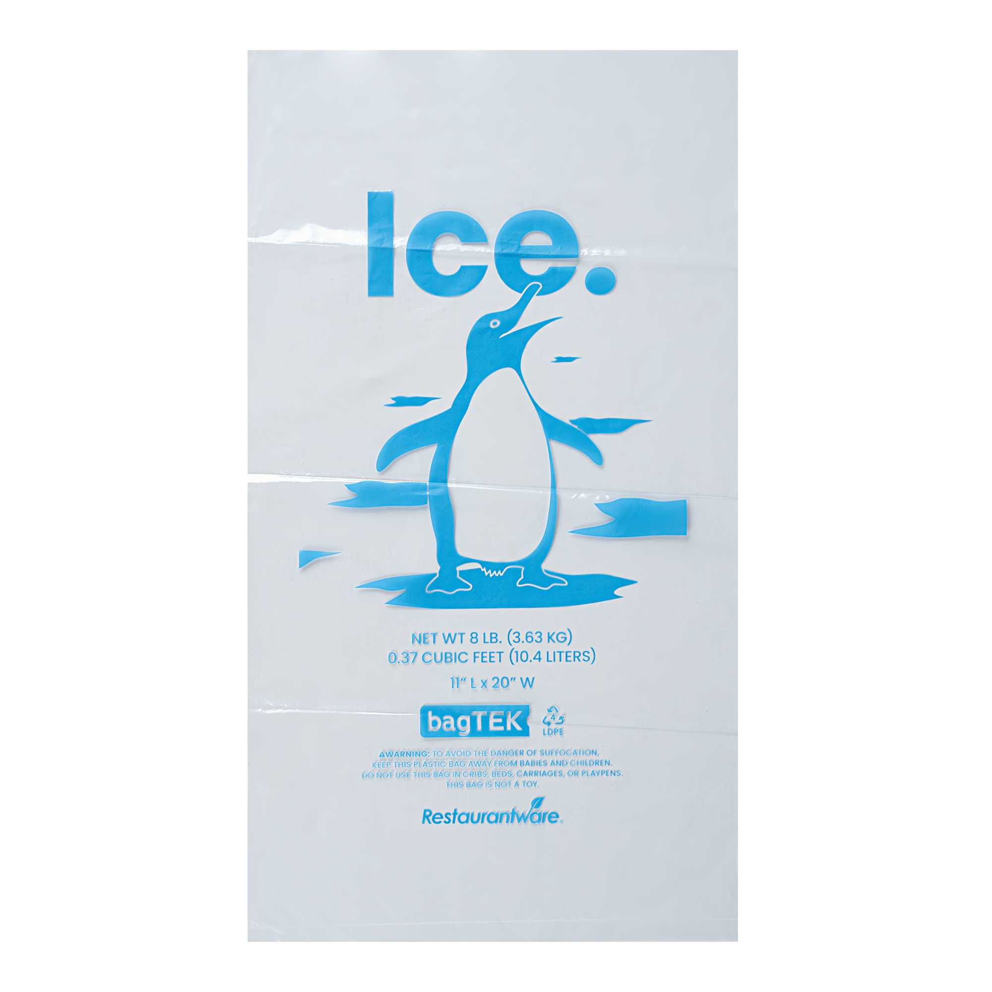 Bag Tek 8 Lb Clear Plastic Ice Bag - with Ice Print - 1000 count box