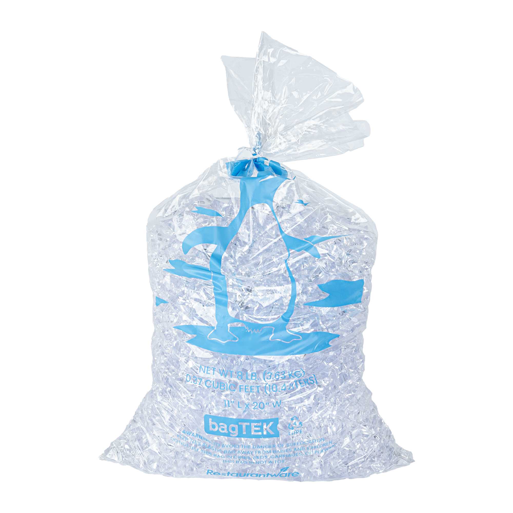 Bag Tek 8 Lb Clear Plastic Ice Bag - with Ice Print - 100 count box