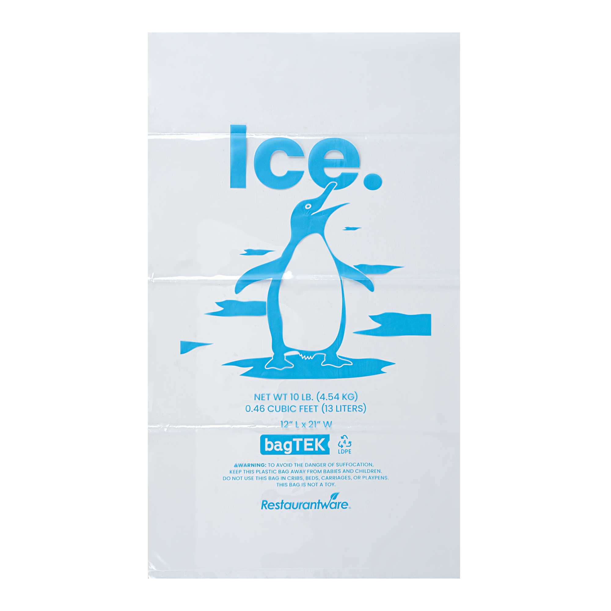 Bag Tek 10 Lb Clear Plastic Ice Bag - with Ice Print - 100 count box