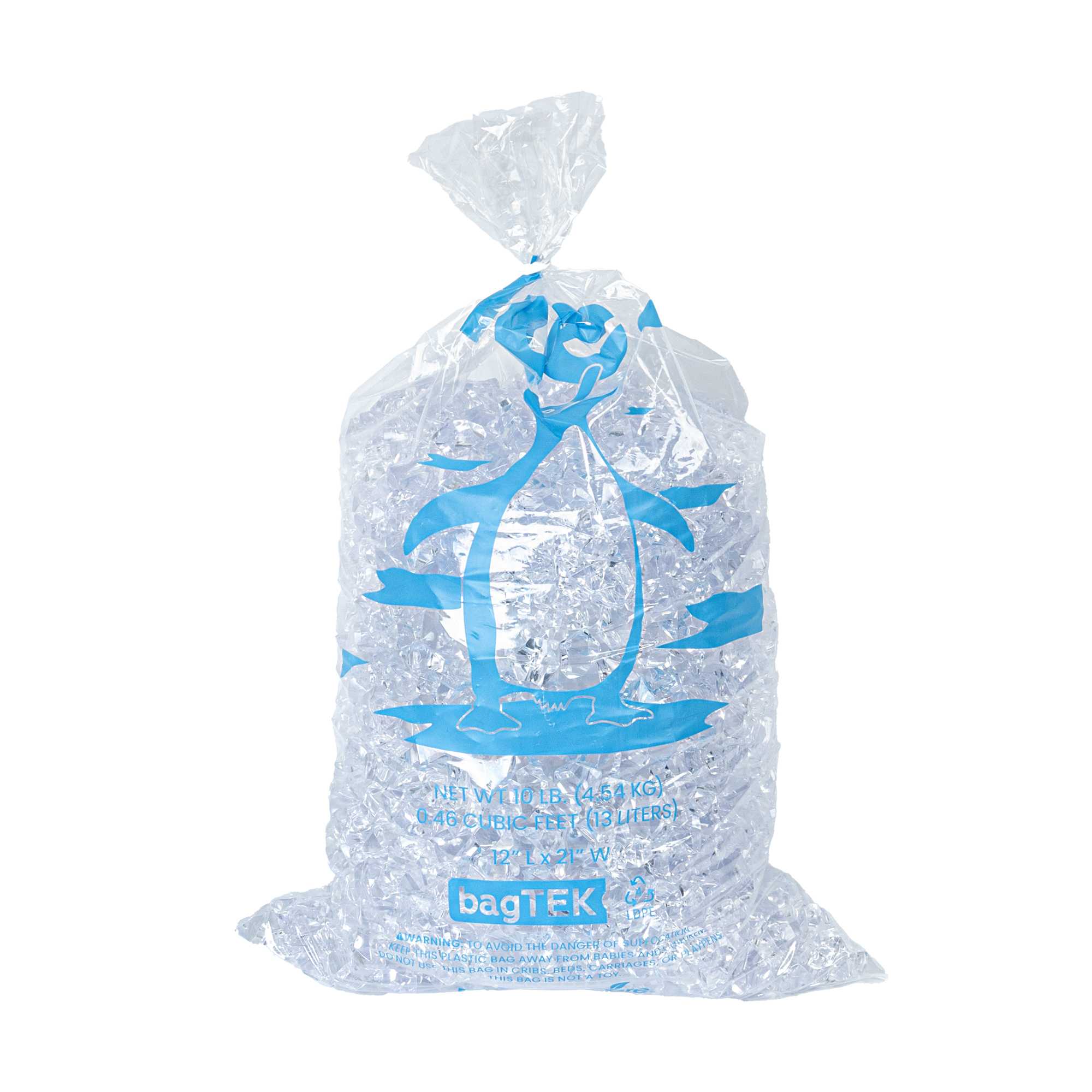Bag Tek 10 Lb Clear Plastic Ice Bag - with Ice Print - 100 count box