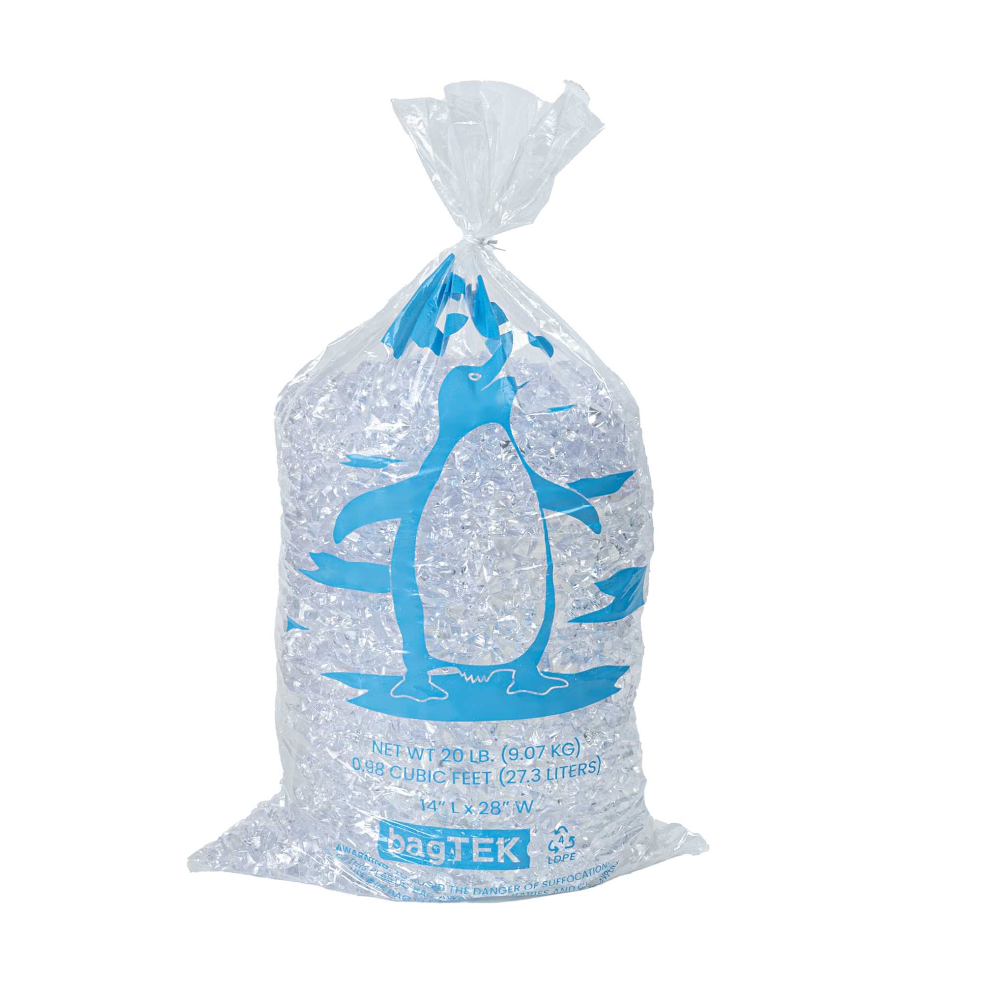 Bag Tek 20 Lb Clear Plastic Ice Bag - with Ice Print - 500 count box