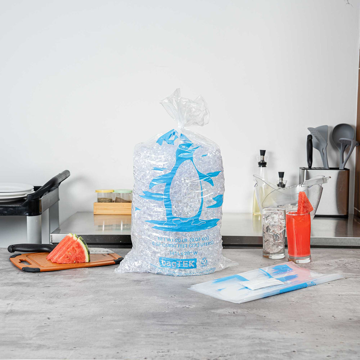 Bag Tek 20 Lb Clear Plastic Ice Bag - with Ice Print - 500 count box