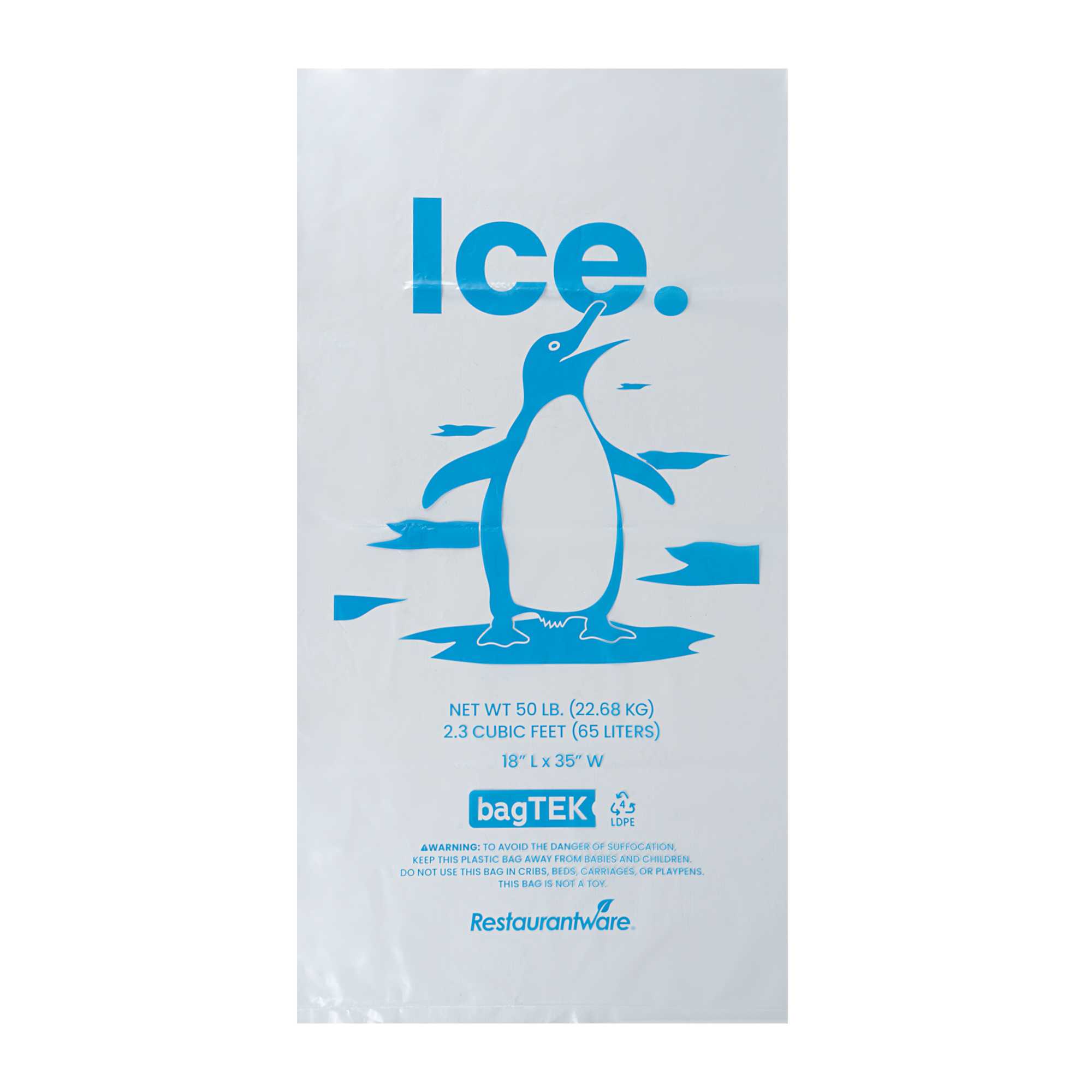 Bag Tek 50 Lb Clear Plastic Ice Bag - with Ice Print - 200 count box