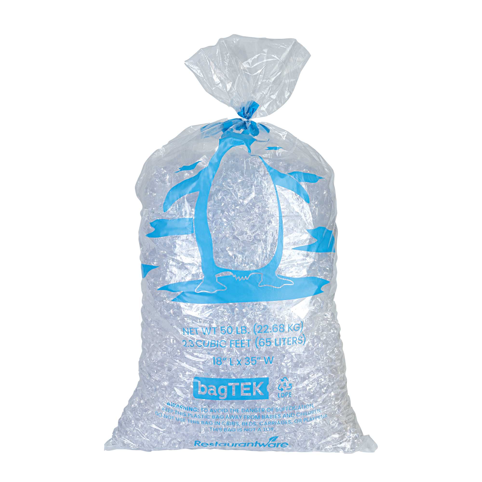 Bag Tek 50 Lb Clear Plastic Ice Bag - with Ice Print - 100 count box