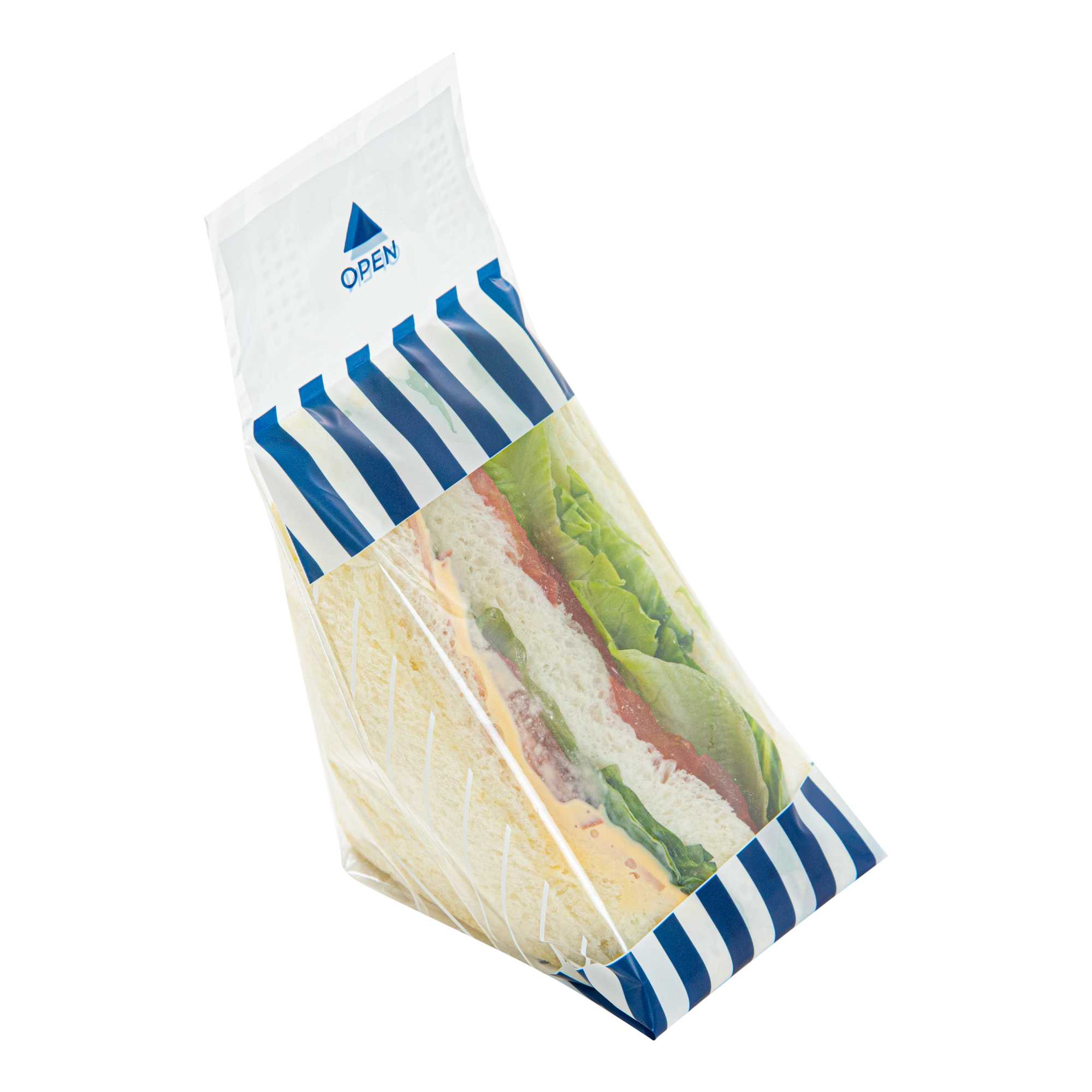 Bag Tek Triangle Striped Plastic Sandwich Bag - Easy To Tear - 7 1/2" x 3" x 7 1/2" - 8000 count box