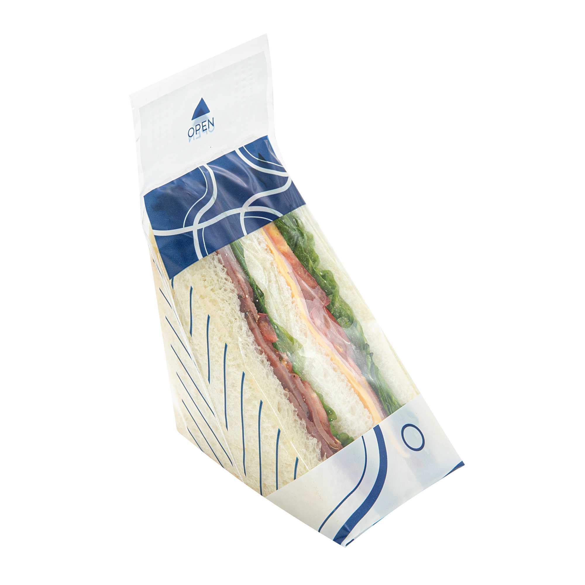 Bag Tek Triangle Abstract Lines and Striped Plastic Sandwich Bag - Easy To Tear - 7 1/2" x 3" x 7 1/2" - 200 count box