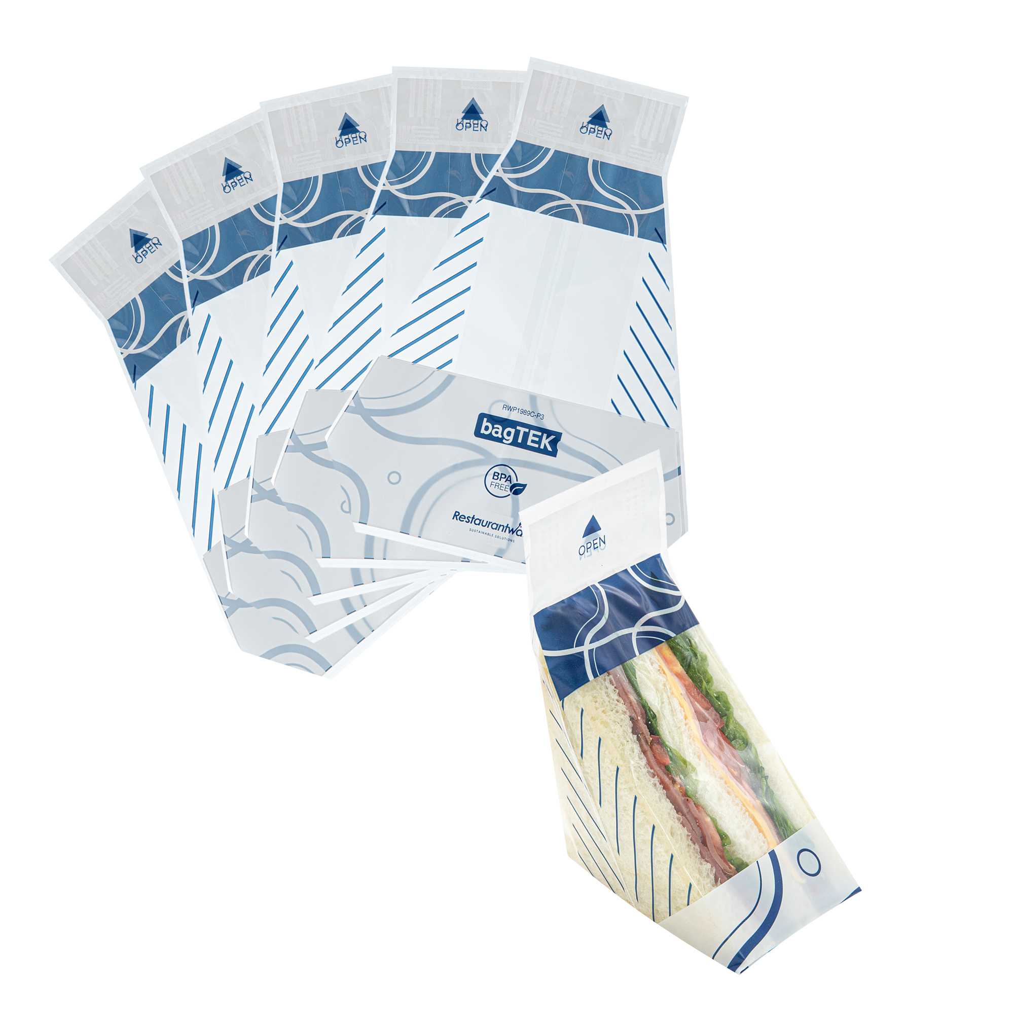 Bag Tek Triangle Abstract Lines and Striped Plastic Sandwich Bag - Easy To Tear - 7 1/2" x 3" x 7 1/2" - 8000 count box