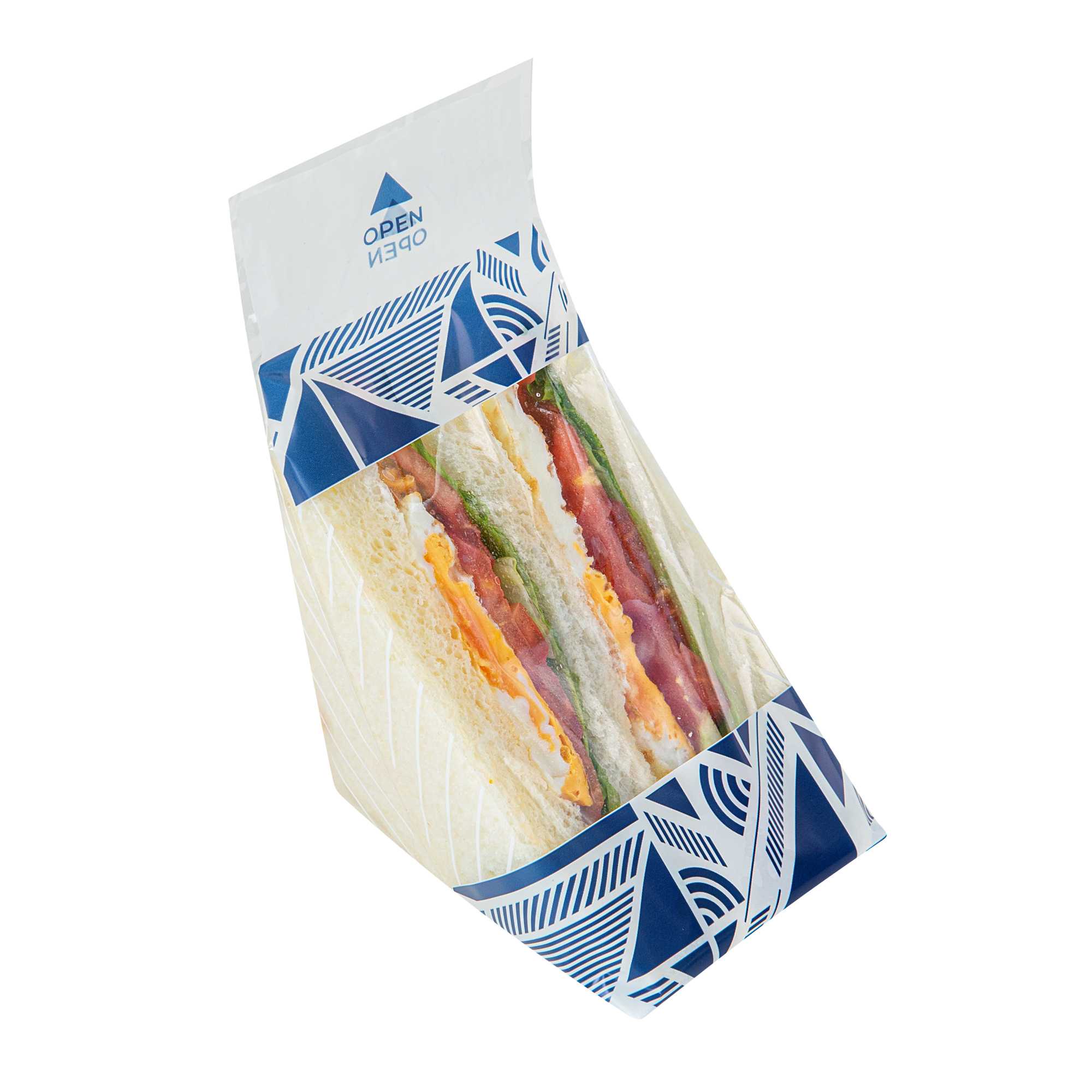 Bag Tek Triangle Geometric Shapes and Striped Plastic Sandwich Bag - Easy To Tear - 7 1/2" x 3" x 7 1/2" - 8000 count box