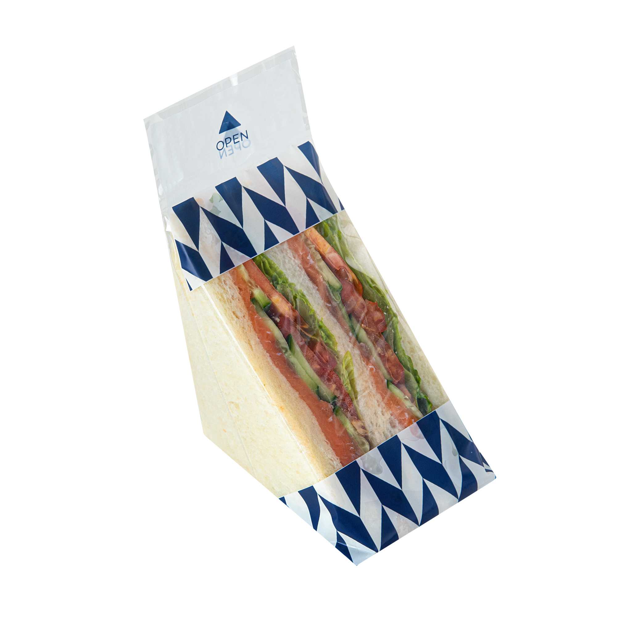 Bag Tek Triangle Chevron Plastic Sandwich Bag - Easy To Tear - 7 1/2" x 3" x 7 1/2" - 8000 count box