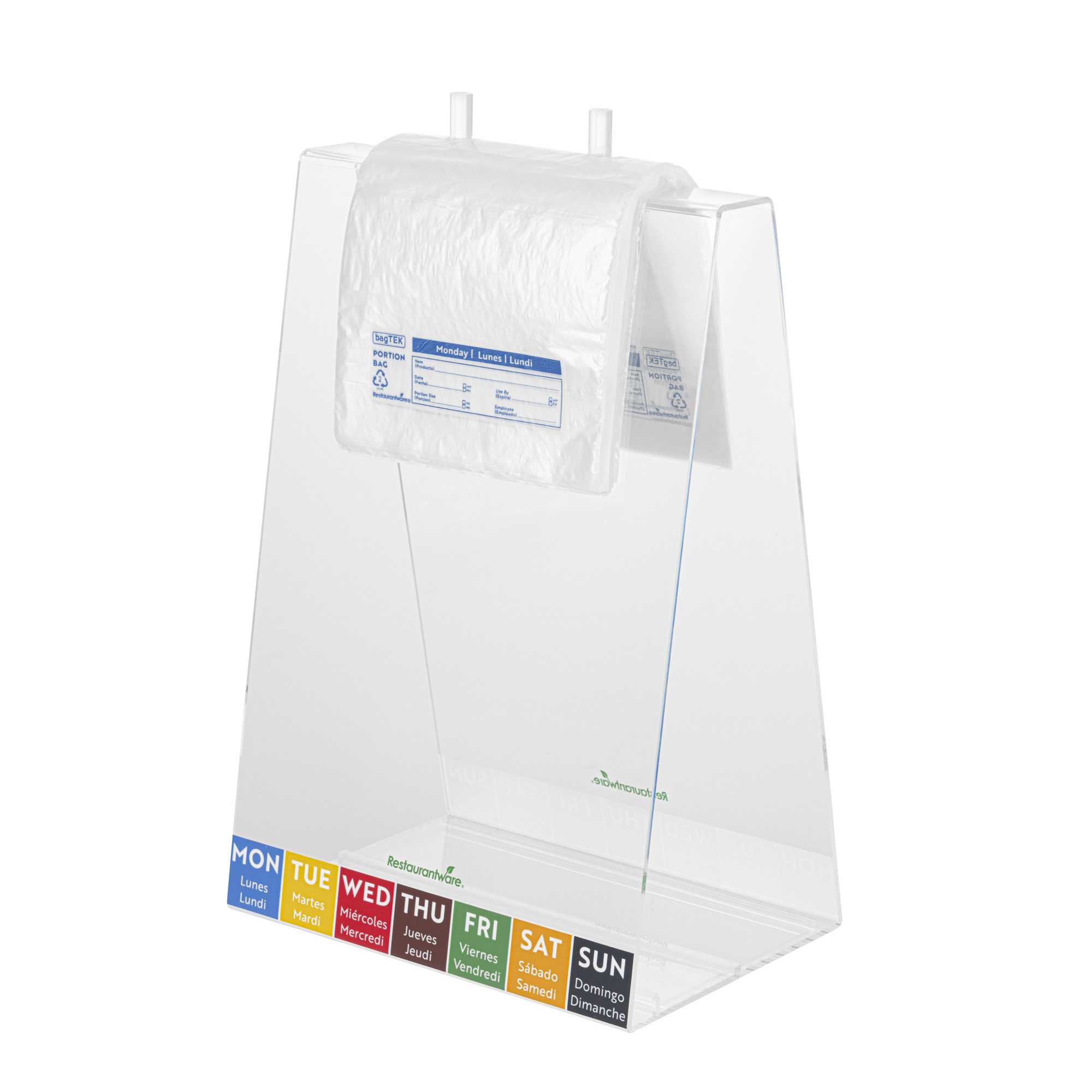 Bag Tek Clear and Blue Plastic Day Of The Week Monday Portion Bag - Trilingual - 5 1/2" x 5 1/2" - 2000 count box