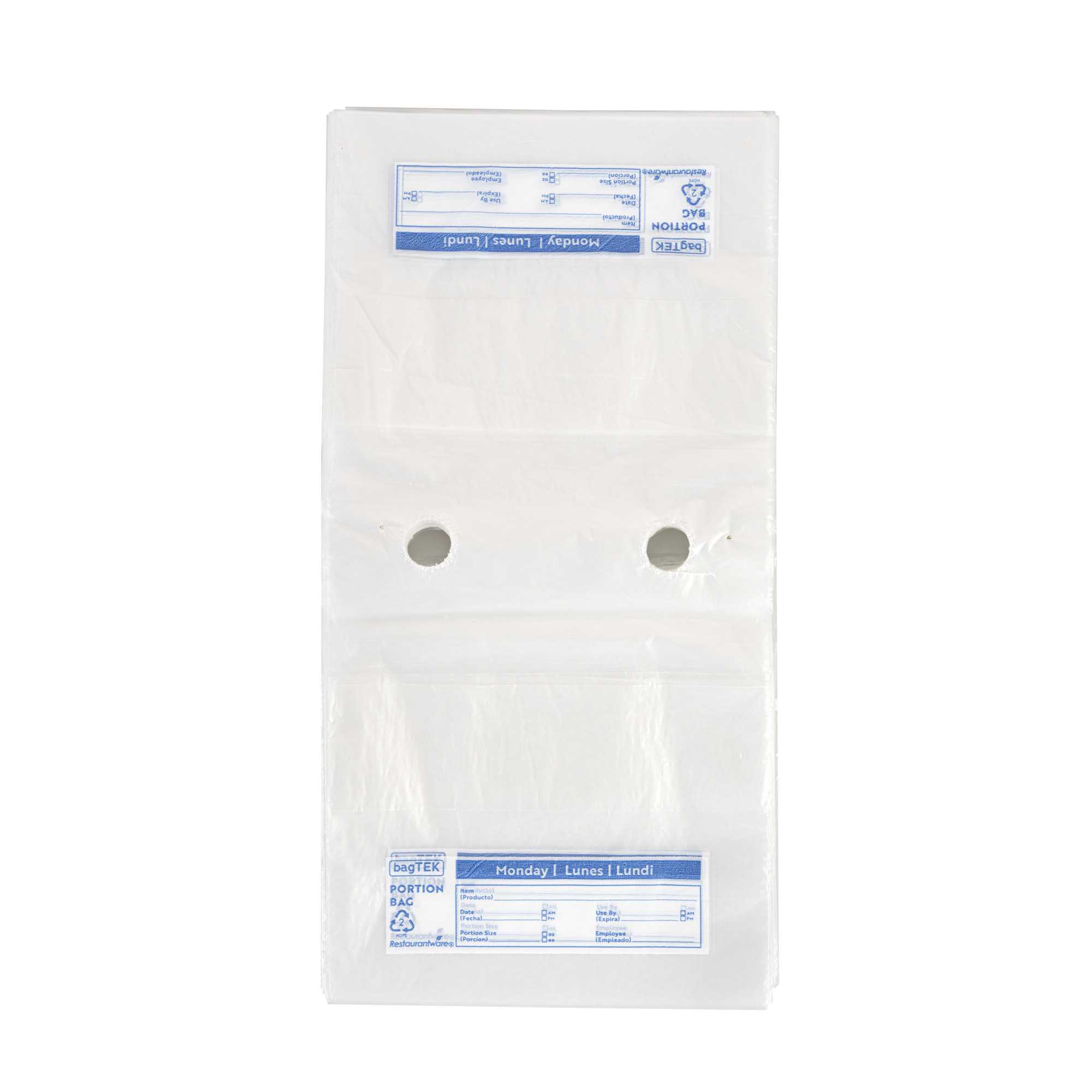 Bag Tek Clear and Blue Plastic Day Of The Week Monday Portion Bag - Trilingual - 5 1/2" x 5 1/2" - 200 count box