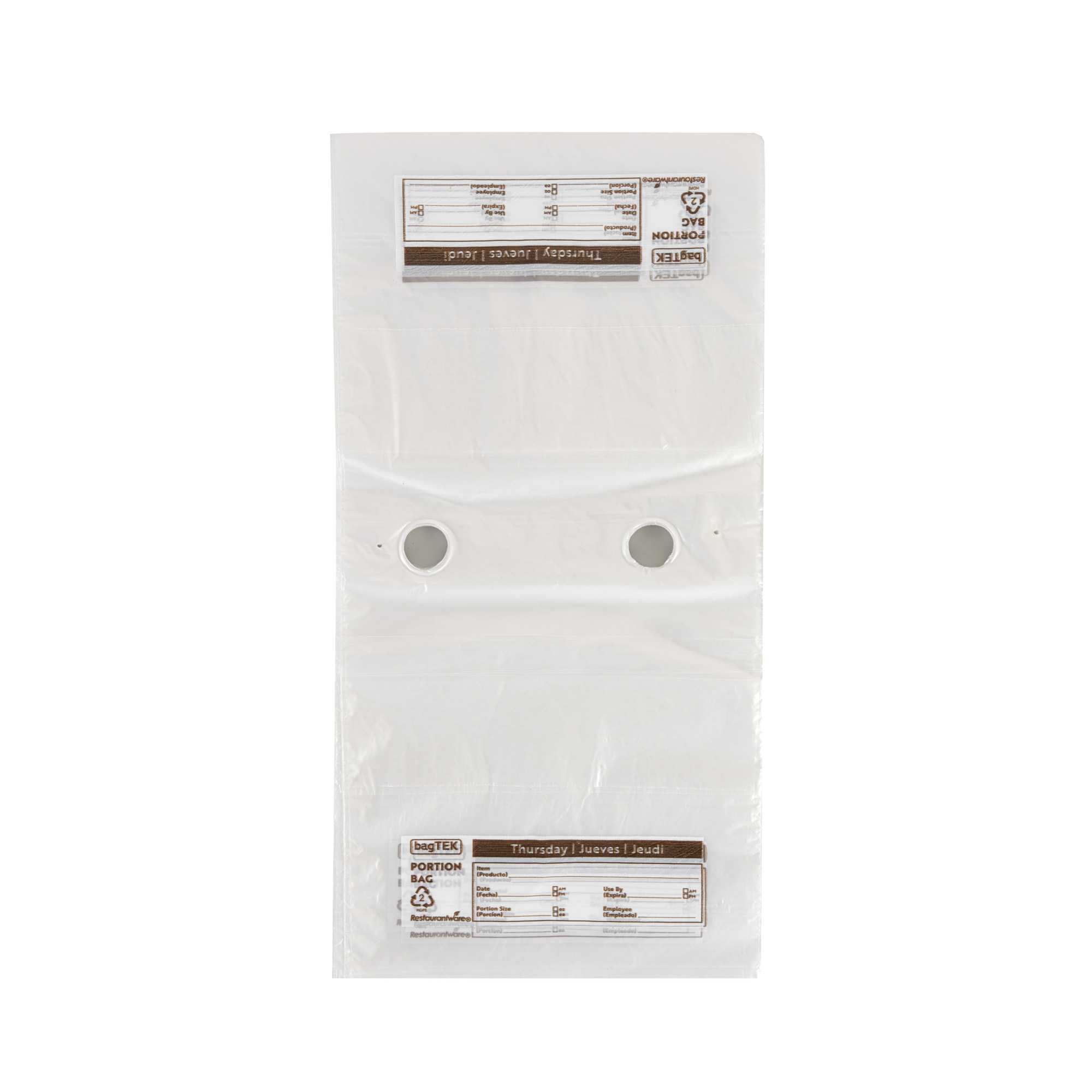 Bag Tek Clear and Brown Plastic Day Of The Week Thursday Portion Bag - Trilingual - 5 1/2" x 5 1/2" - 200 count box