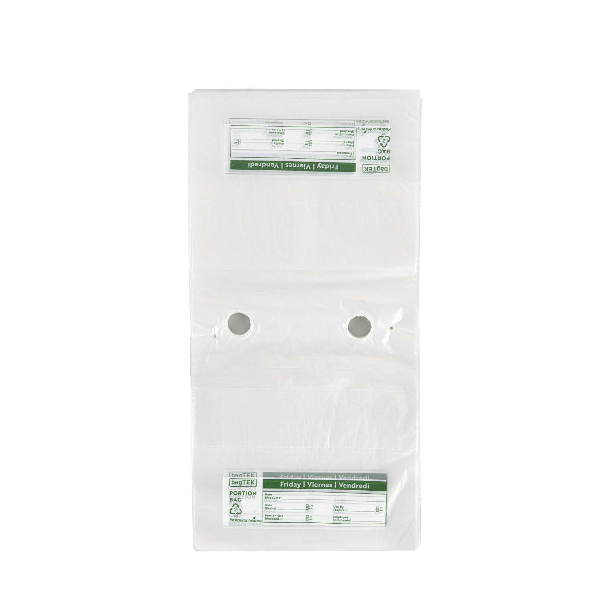 Bag Tek Clear and Green Plastic Day Of The Week Friday Portion Bag - Trilingual - 5 1/2" x 5 1/2" - 200 count box