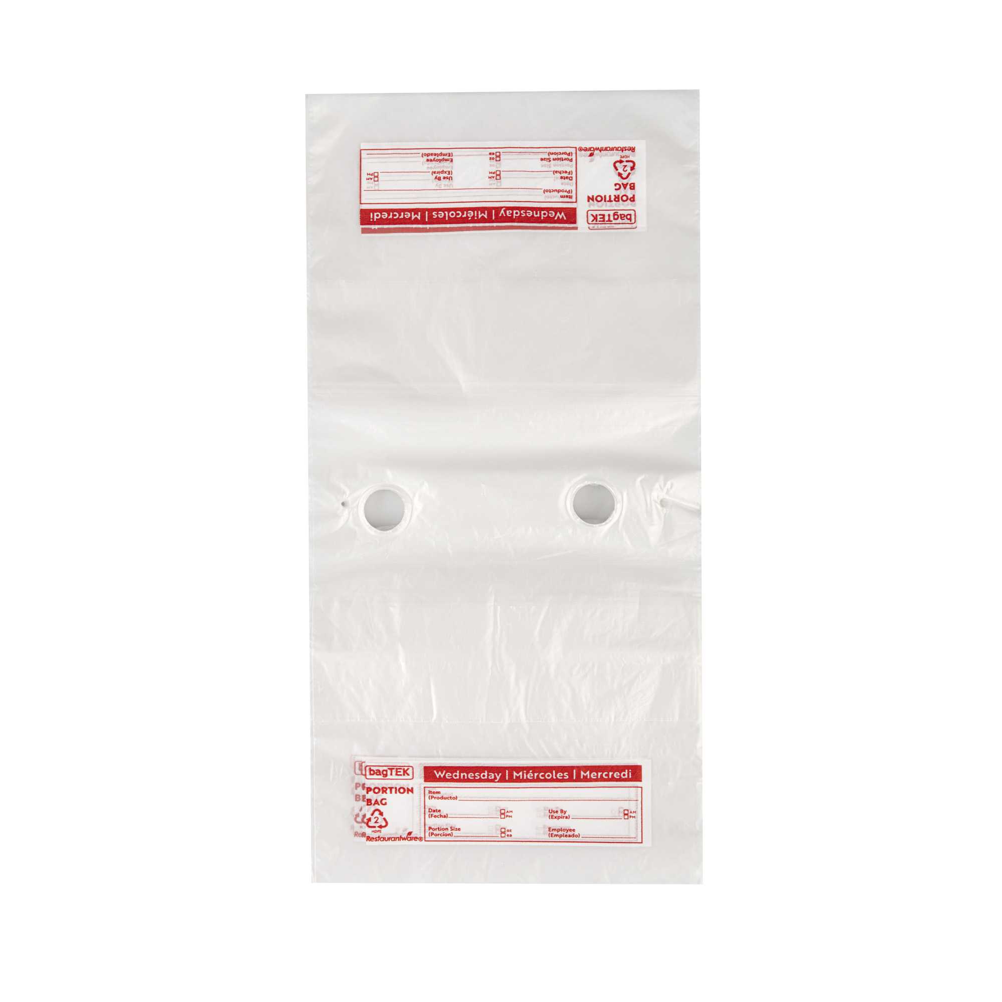 Bag Tek Clear and Red Plastic Day Of The Week Wednesday Portion Bag - Trilingual - 5 1/2" x 5 1/2" - 200 count box