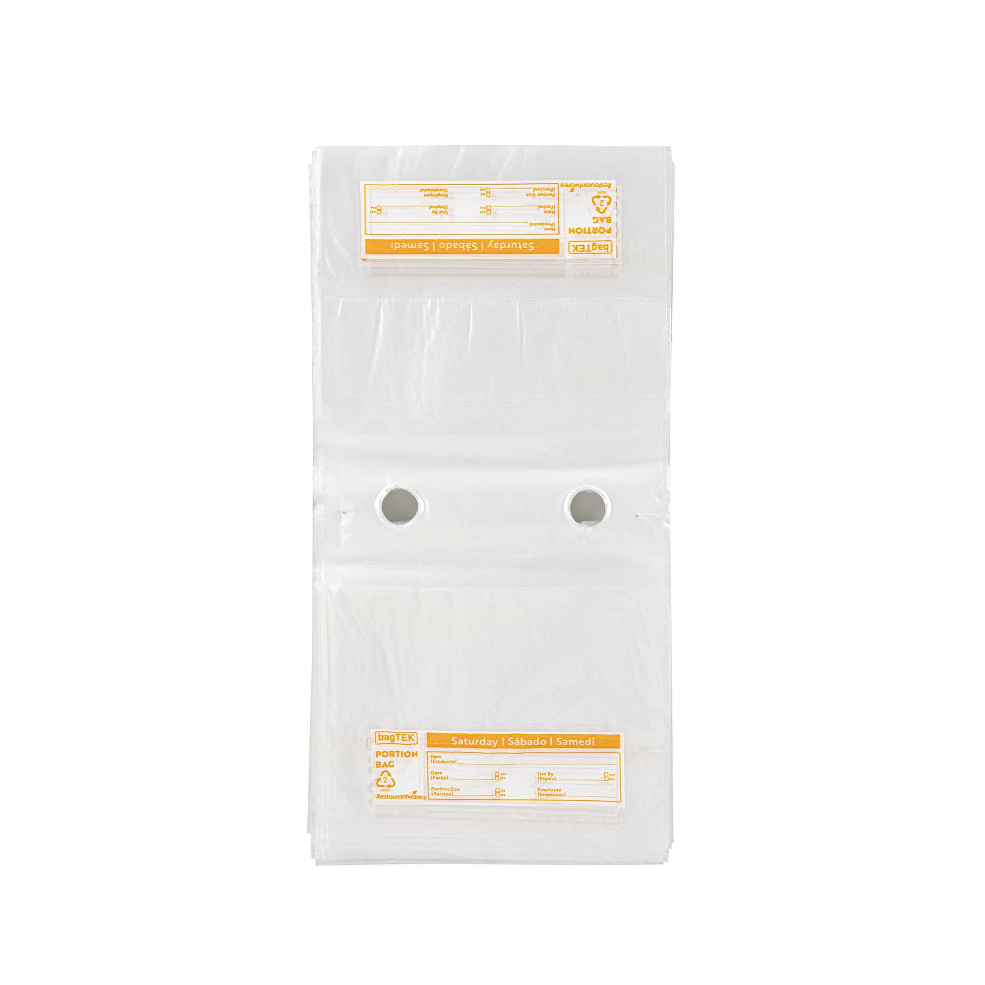 Bag Tek Clear and Orange Plastic Day Of The Week Saturday Portion Bag - Trilingual - 5 1/2" x 5 1/2" - 2000 count box