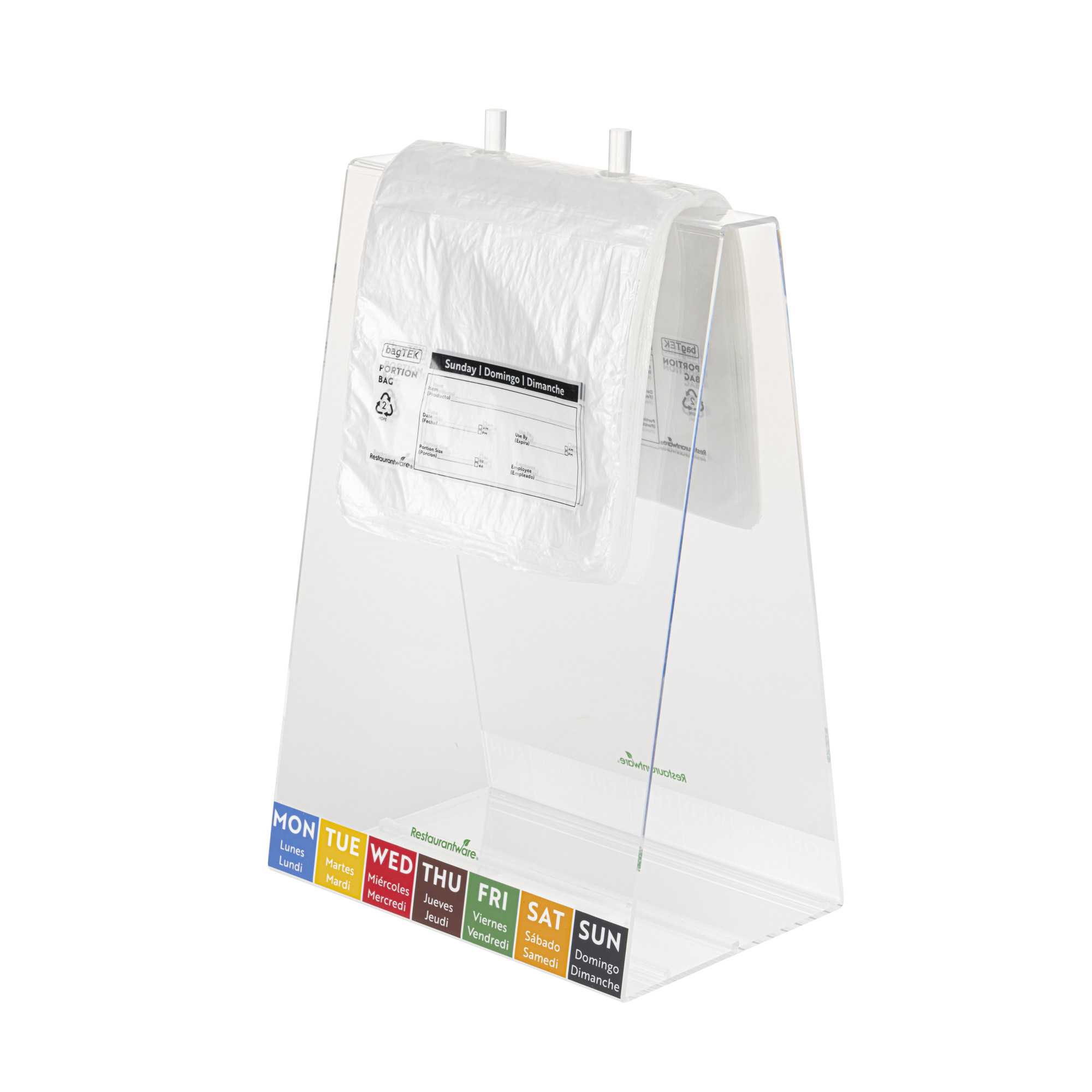 Bag Tek Clear and Black Plastic Day Of The Week Sunday Portion Bag - Trilingual - 6 1/2" x 7" - 2000 count box