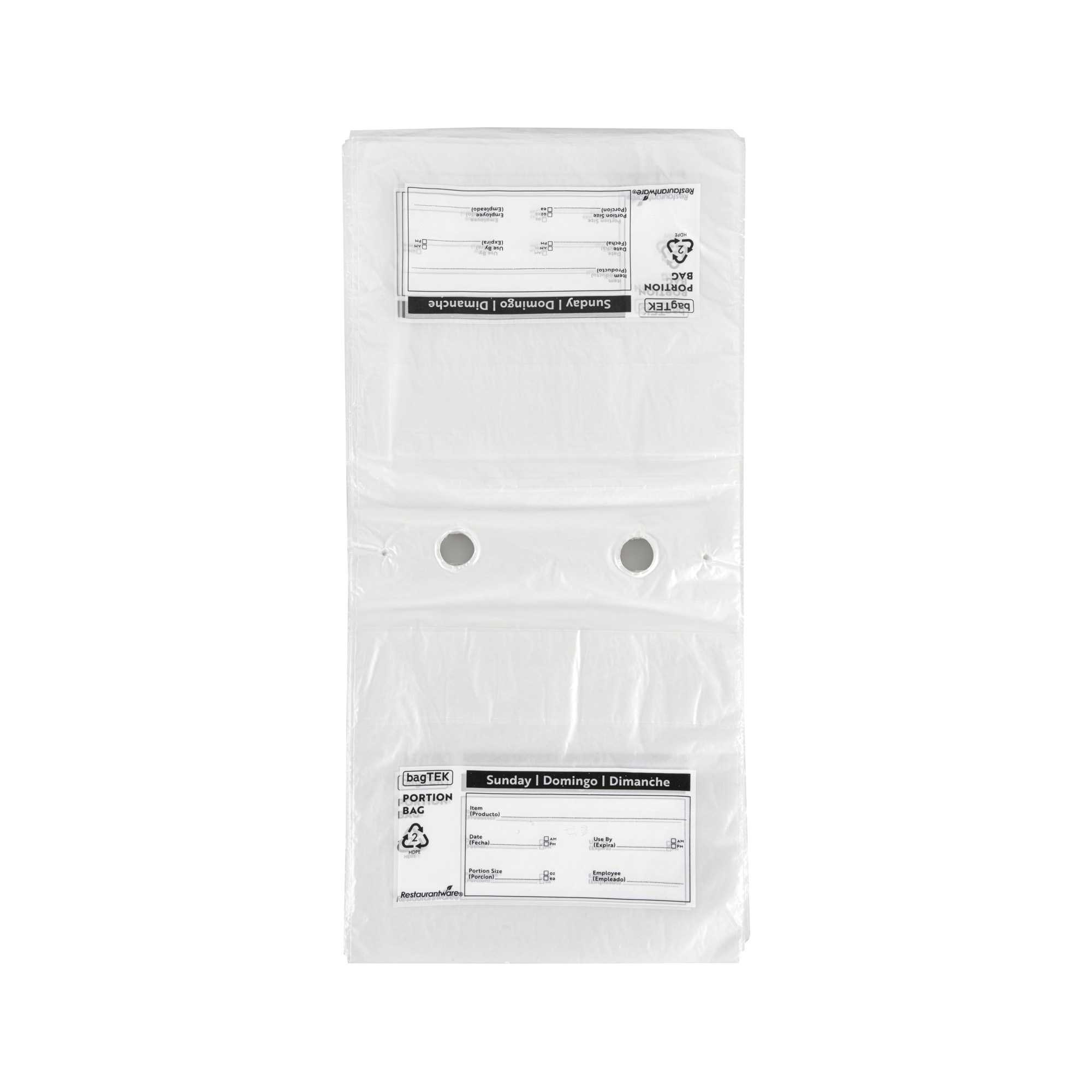 Bag Tek Clear and Black Plastic Day Of The Week Sunday Portion Bag - Trilingual - 6 1/2" x 7" - 200 count box
