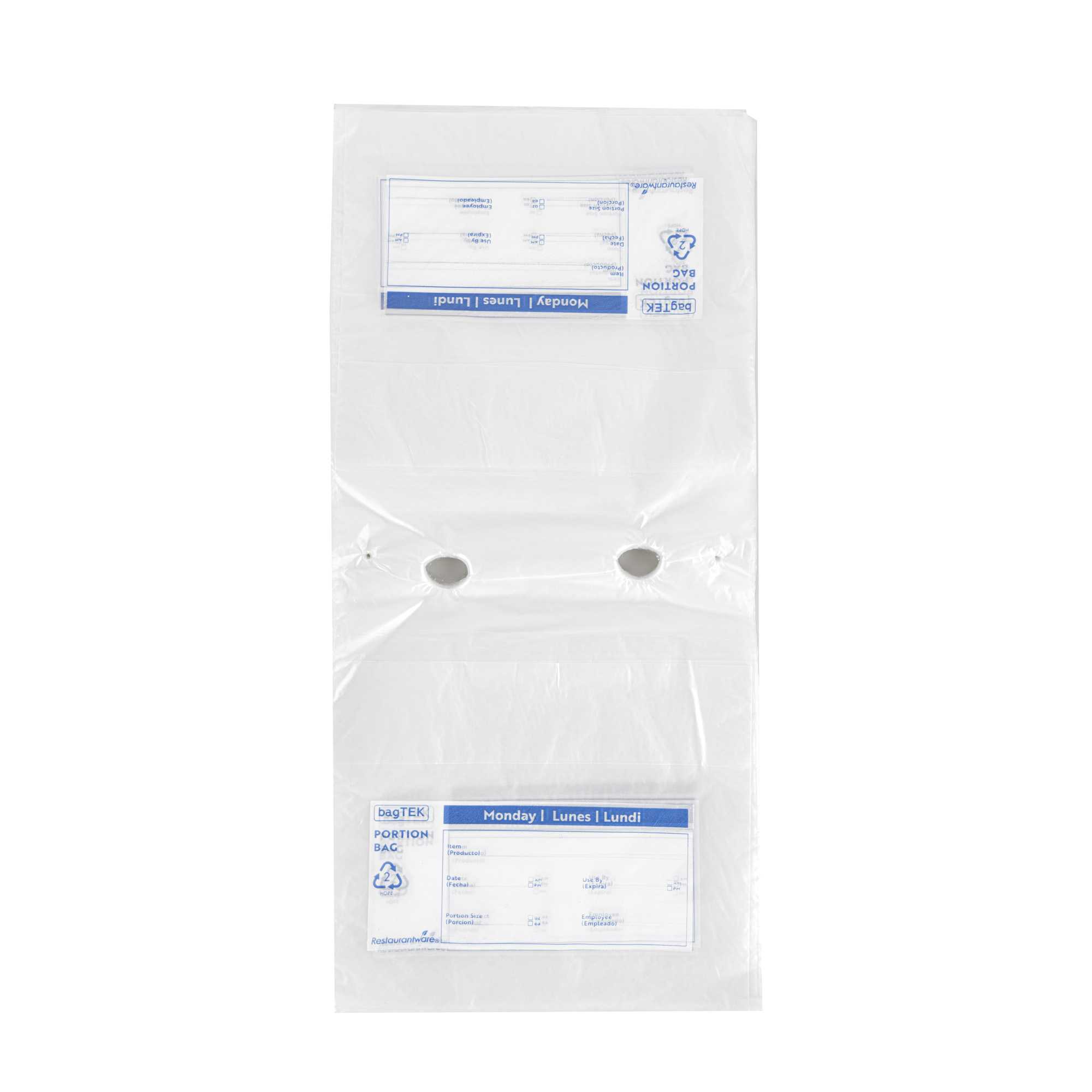 Bag Tek Clear and Blue Plastic Day Of The Week Monday Portion Bag - Trilingual - 6 1/2" x 7" - 2000 count box