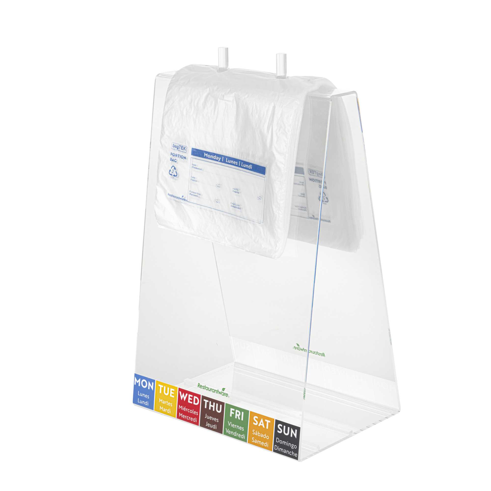 Bag Tek Clear and Blue Plastic Day Of The Week Monday Portion Bag - Trilingual - 6 1/2" x 7" - 200 count box