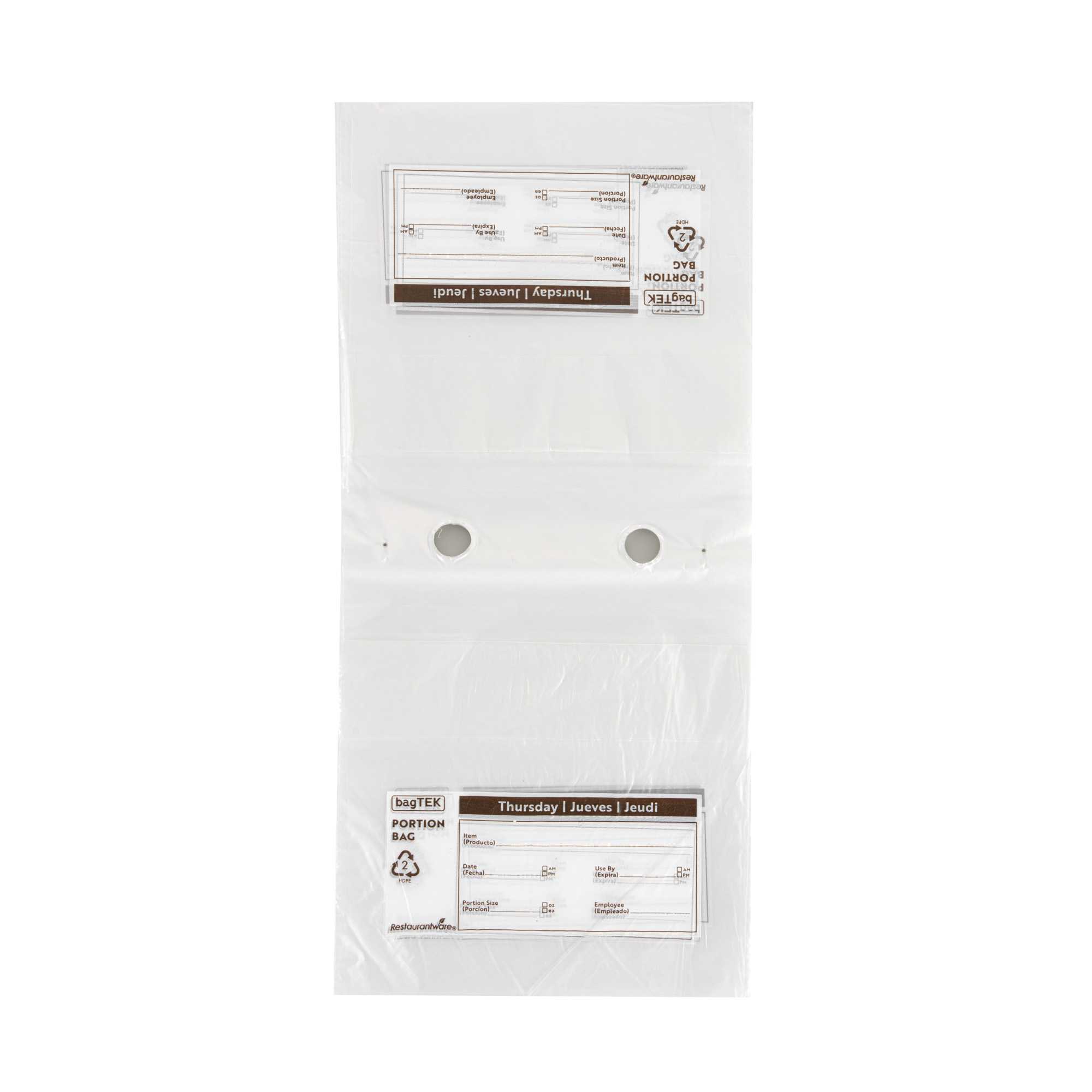 Bag Tek Clear and Brown Plastic Day Of The Week Thursday Portion Bag - Trilingual - 6 1/2" x 7" - 200 count box