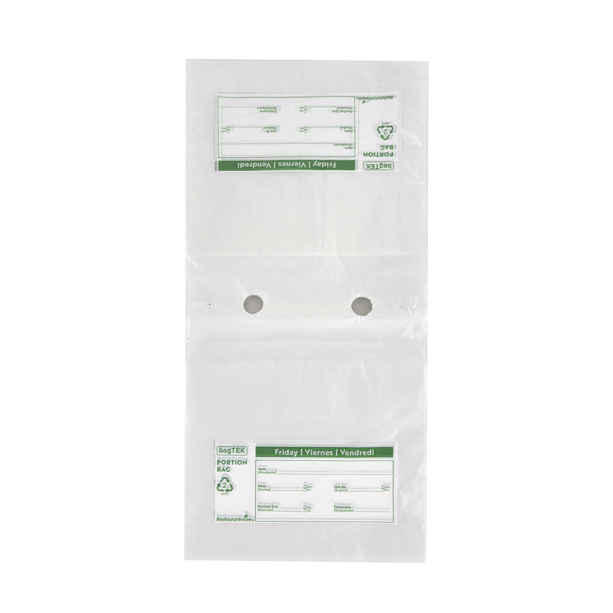 Bag Tek Clear and Green Plastic Day Of The Week Friday Portion Bag - Trilingual - 6 1/2" x 7" - 200 count box