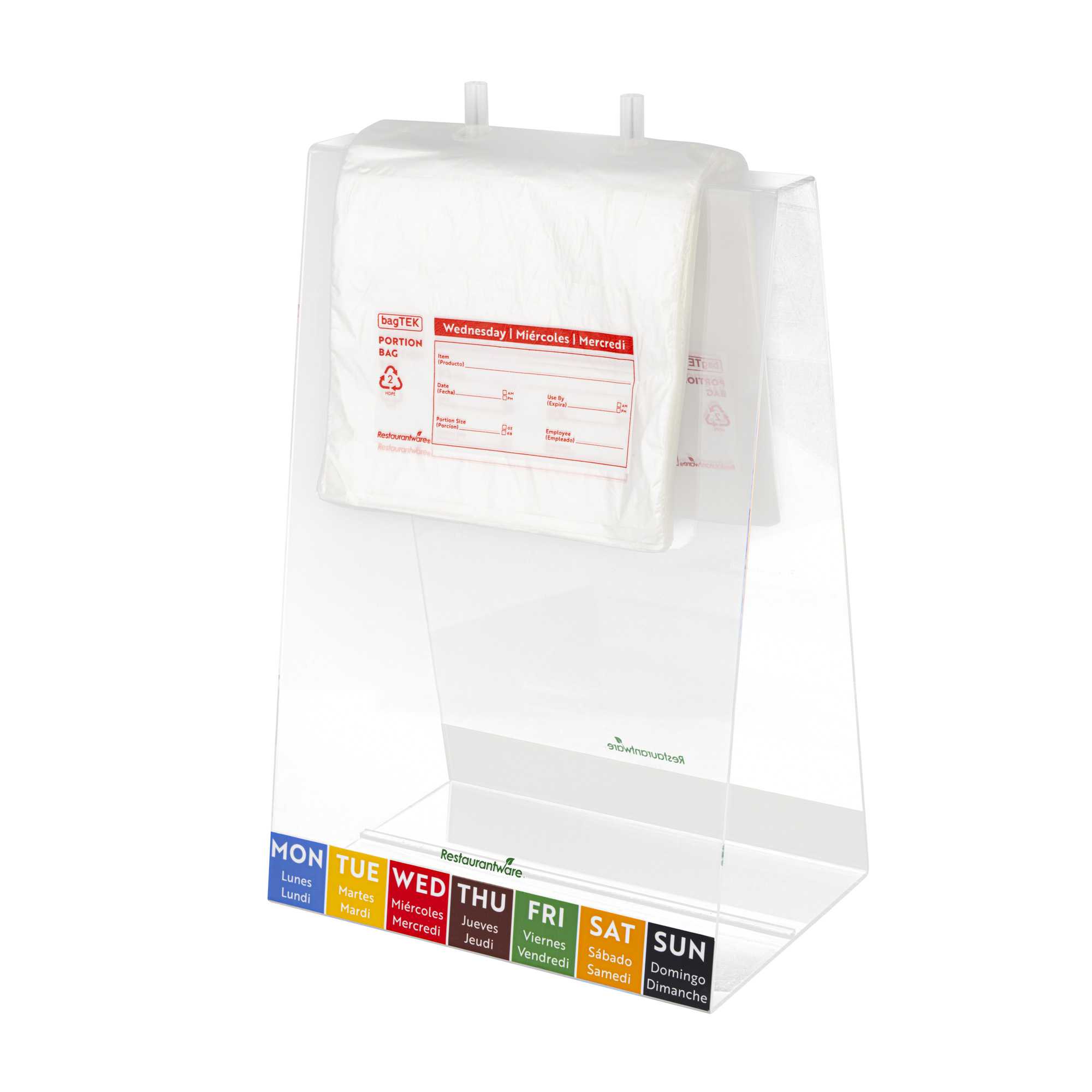 Bag Tek Clear and Red Plastic Day Of The Week Wednesday Portion Bag - Trilingual - 6 1/2" x 7" - 200 count box