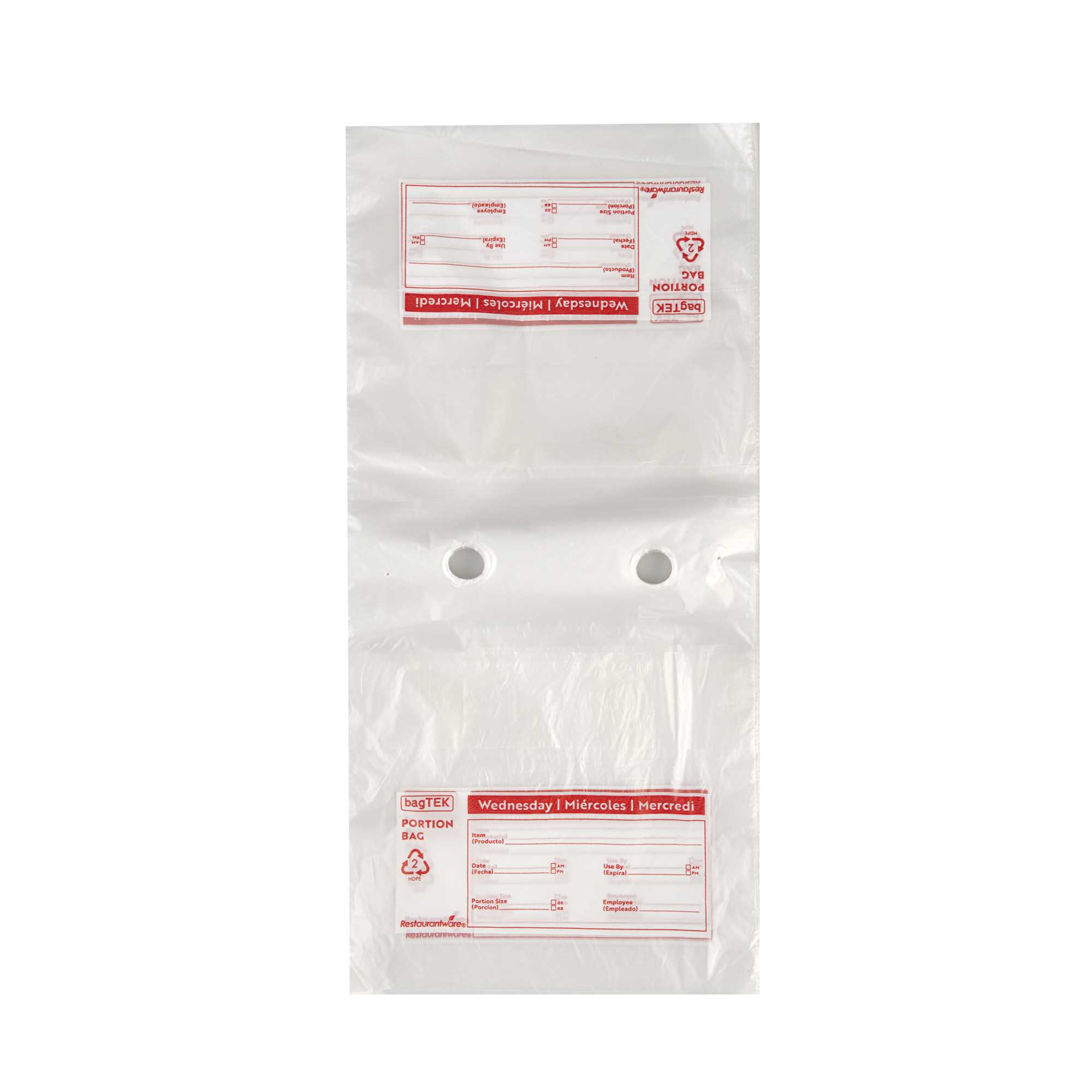 Bag Tek Clear and Red Plastic Day Of The Week Wednesday Portion Bag - Trilingual - 6 1/2" x 7" - 200 count box