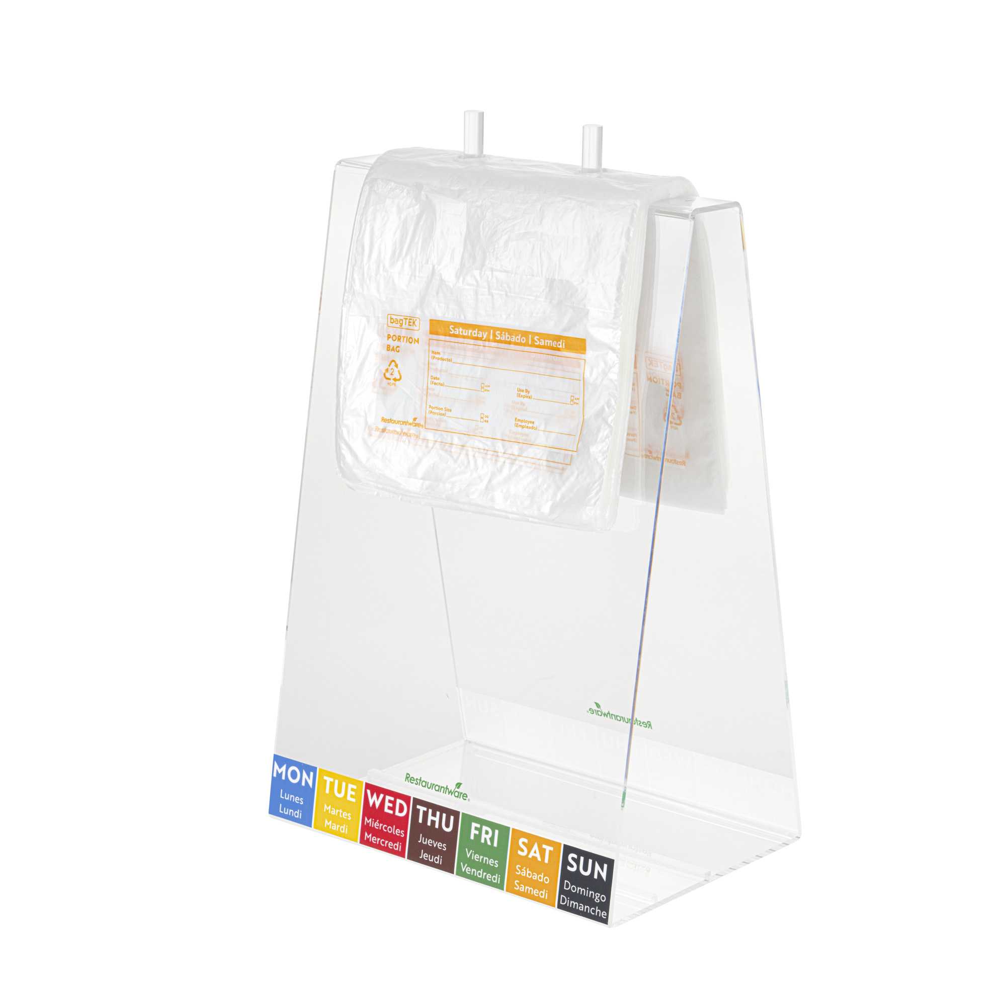 Bag Tek Clear and Orange Plastic Day Of The Week Saturday Portion Bag - Trilingual - 6 1/2" x 7" - 2000 count box