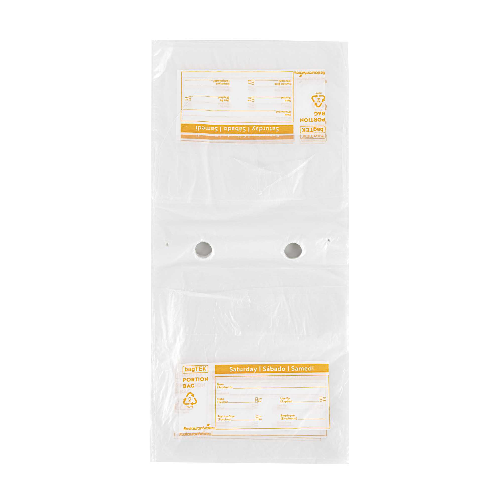 Bag Tek Clear and Orange Plastic Day Of The Week Saturday Portion Bag - Trilingual - 6 1/2" x 7" - 200 count box