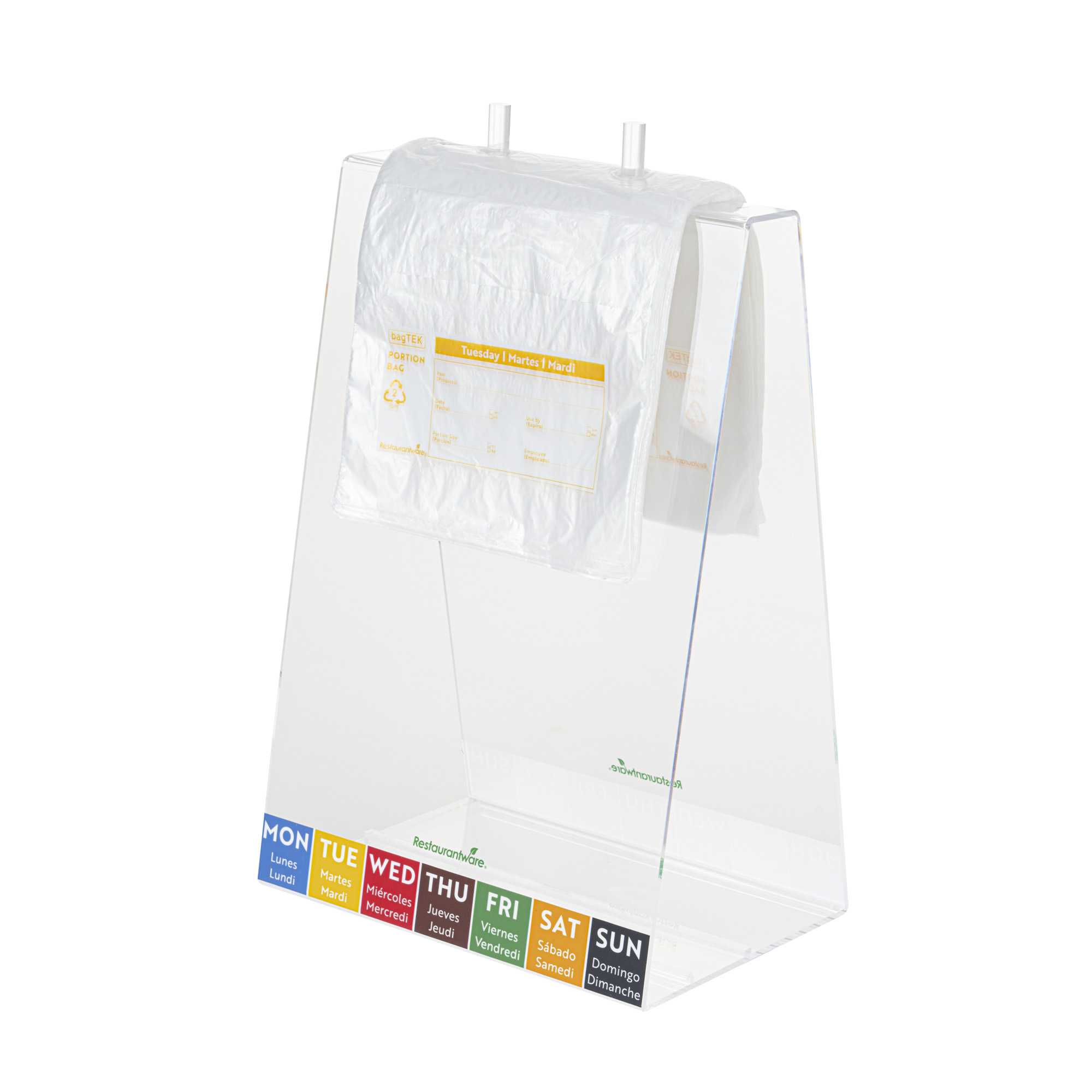 Bag Tek Clear and Yellow Plastic Day Of The Week Tuesday Portion Bag - Trilingual - 6 1/2" x 7" - 2000 count box