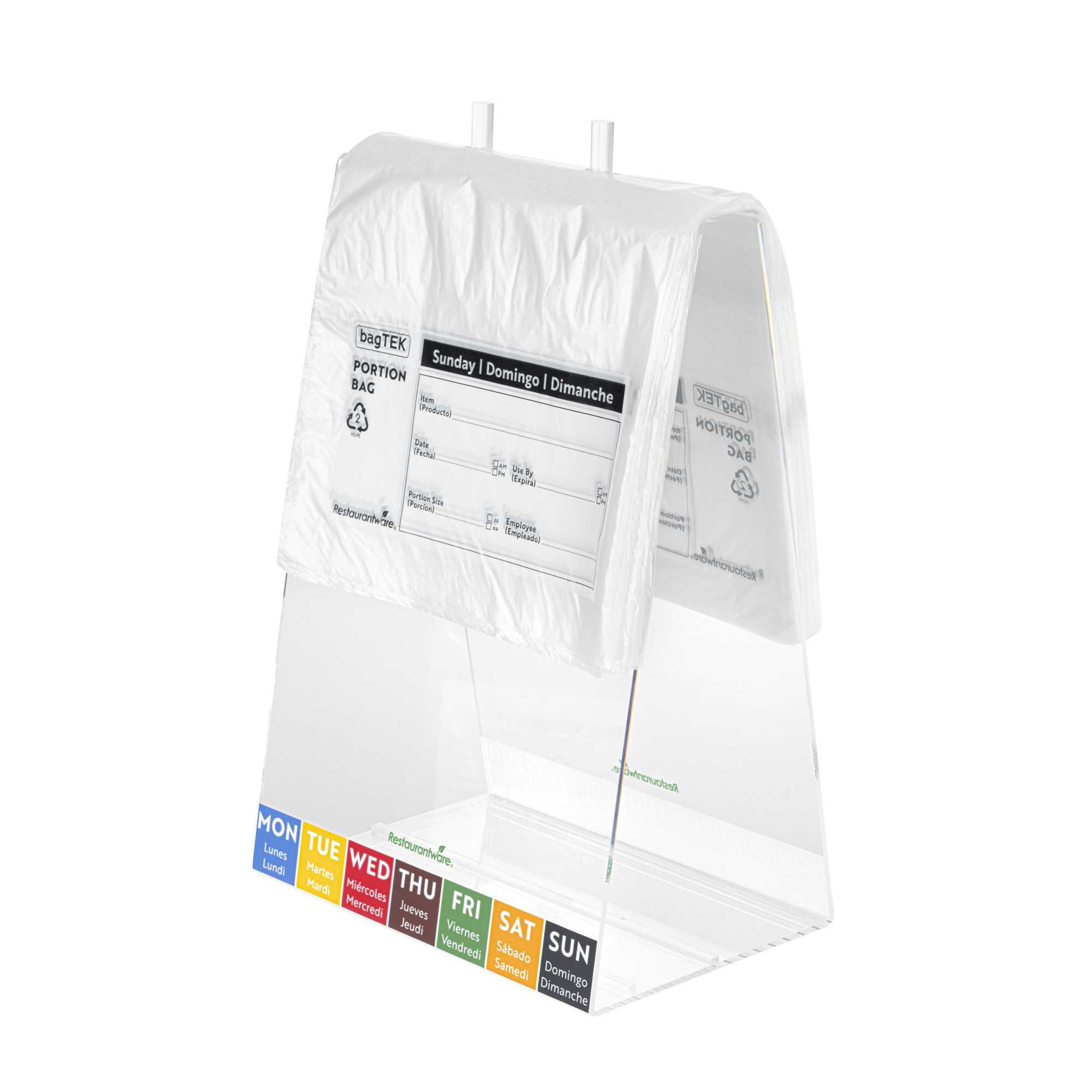 Bag Tek Clear and Black Plastic Day Of The Week Sunday Portion Bag - Trilingual - 8 1/2" x 8 1/2" - 2000 count box